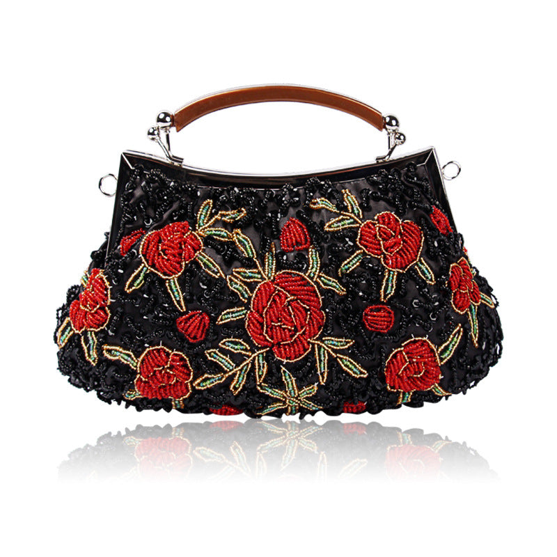 Flower Embroidery Vintage Sequins Handbag