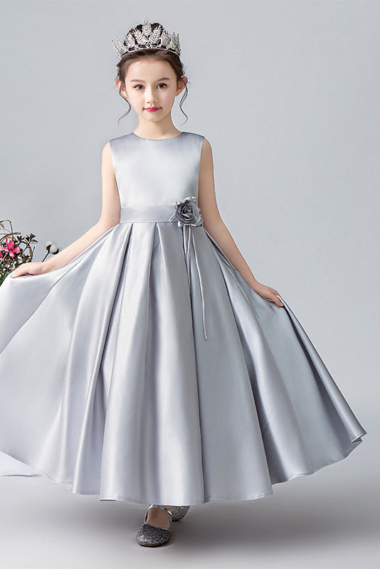 Silver flower girl dresses cheap on sale