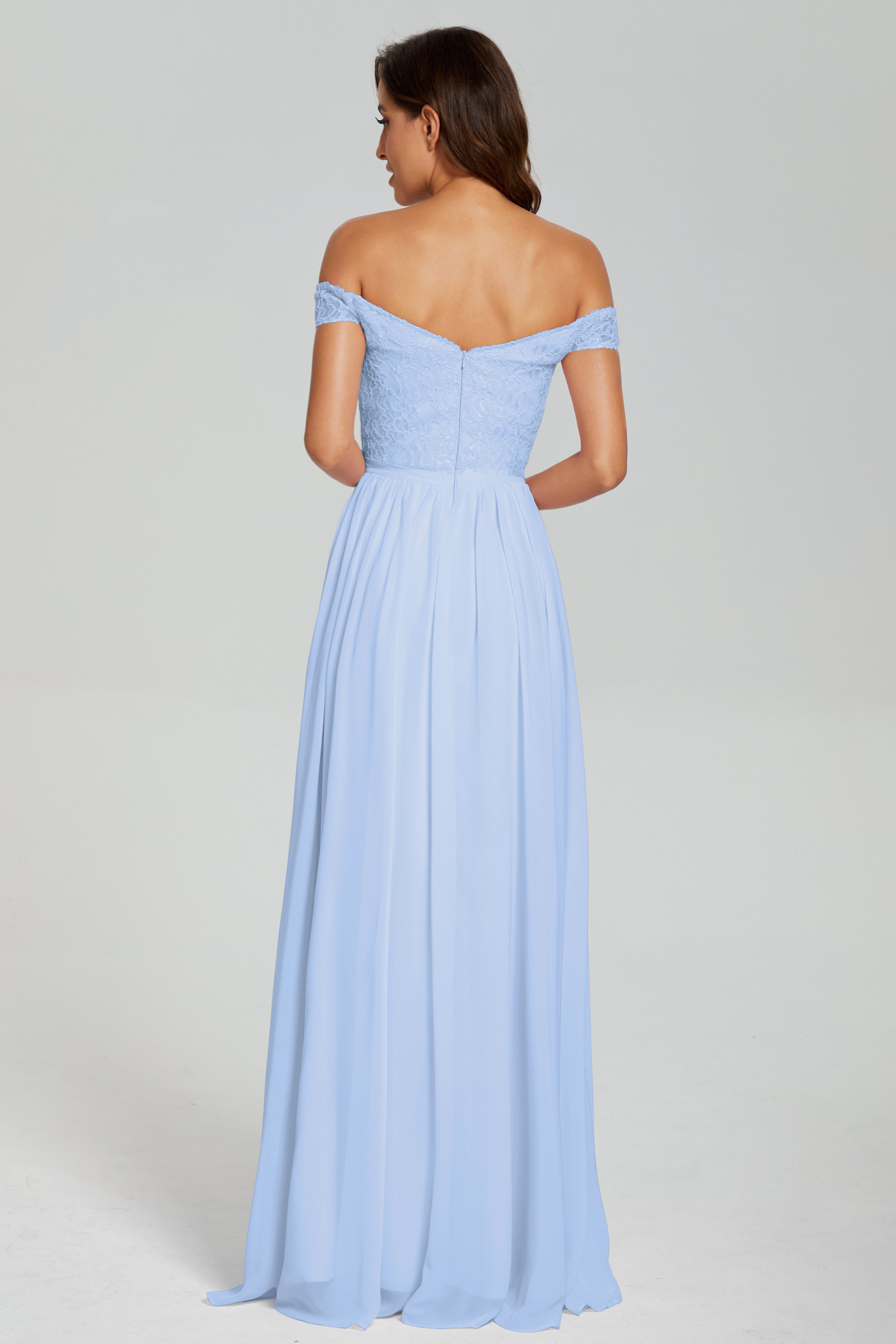 A-line Split Off the Shoulder Prom Dresses
