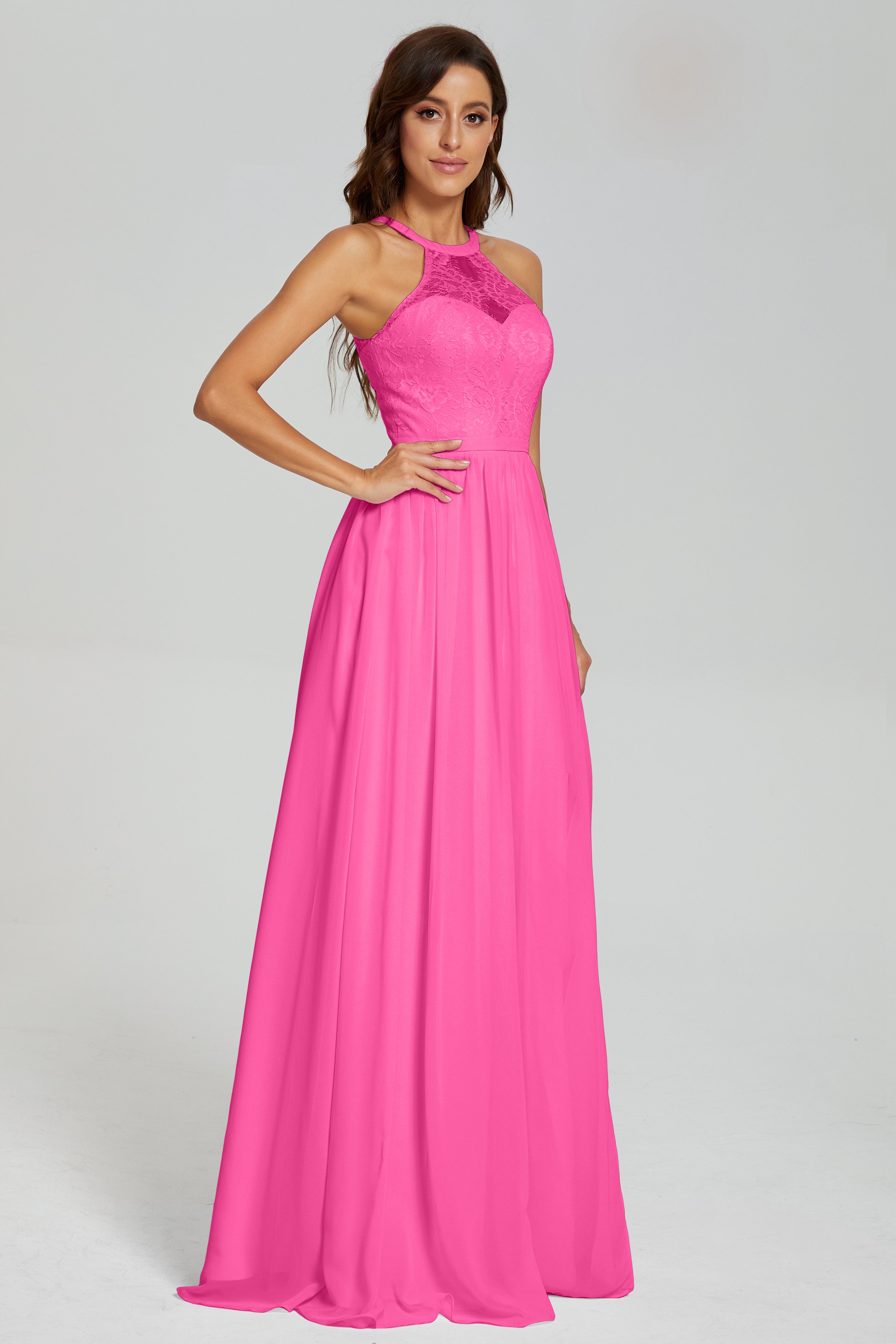 Halter Split Open Back Prom Dresses