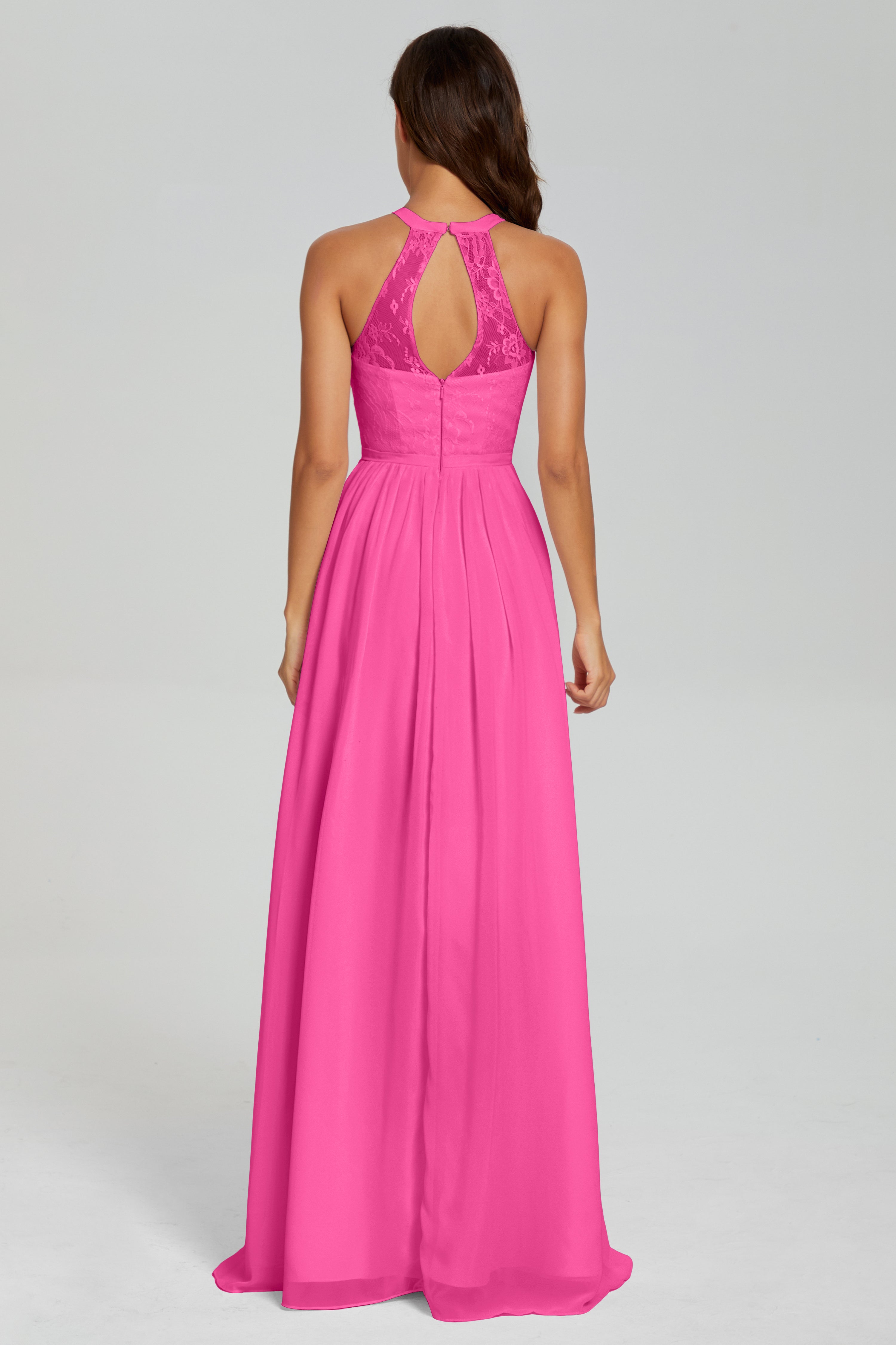 Halter Split Open Back Prom Dresses