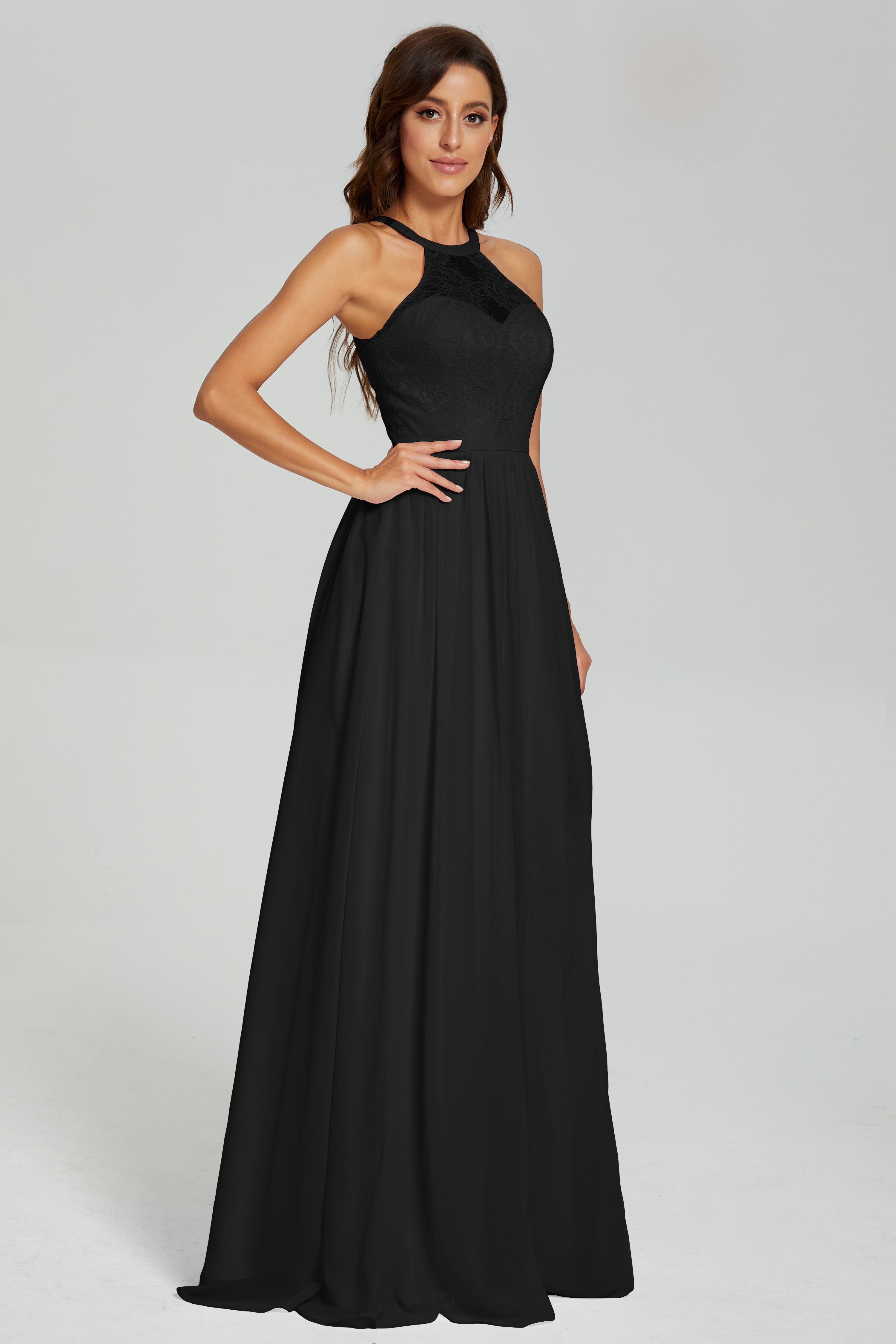 Halter Split Open Back Prom Dresses