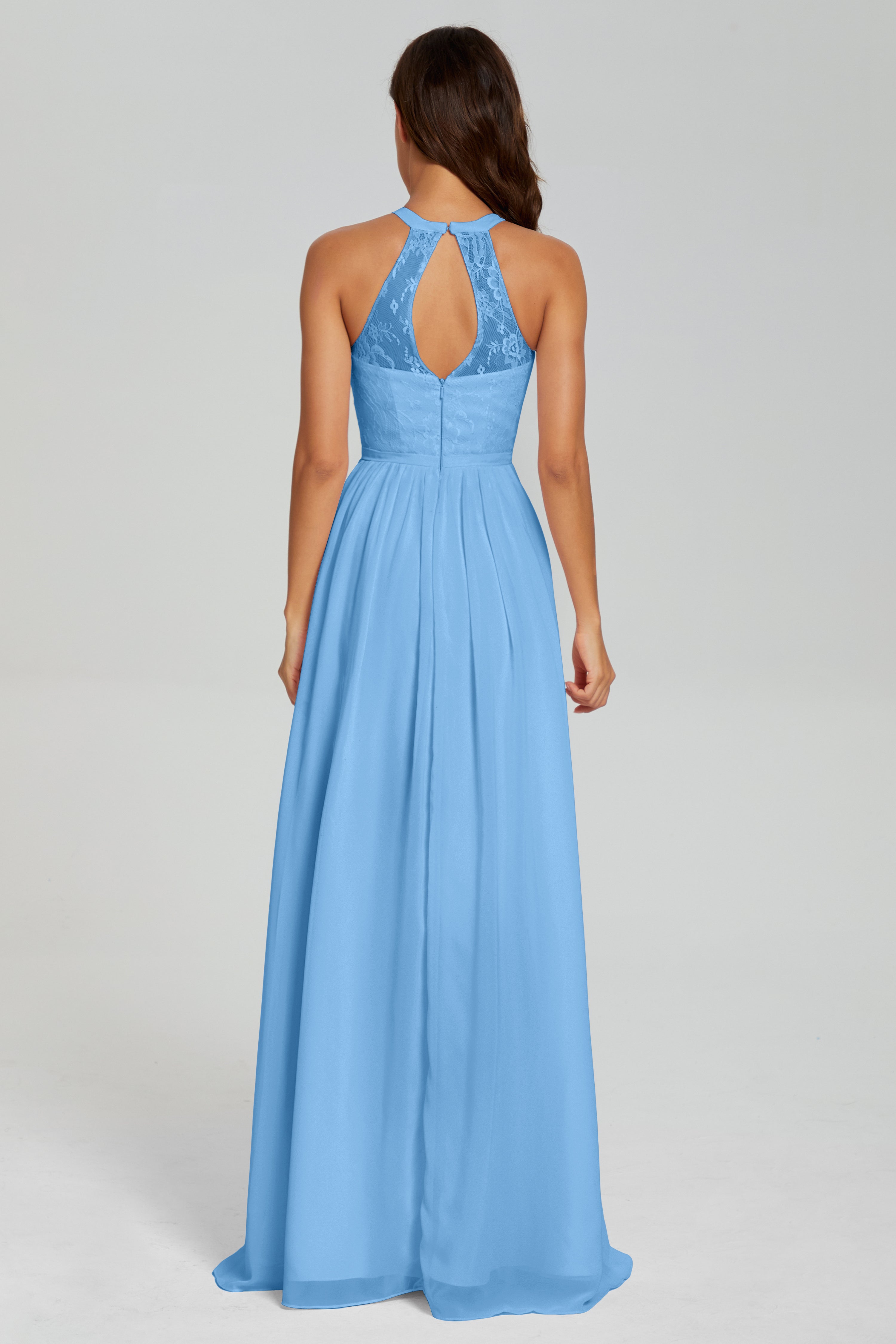 Halter Split Open Back Prom Dresses