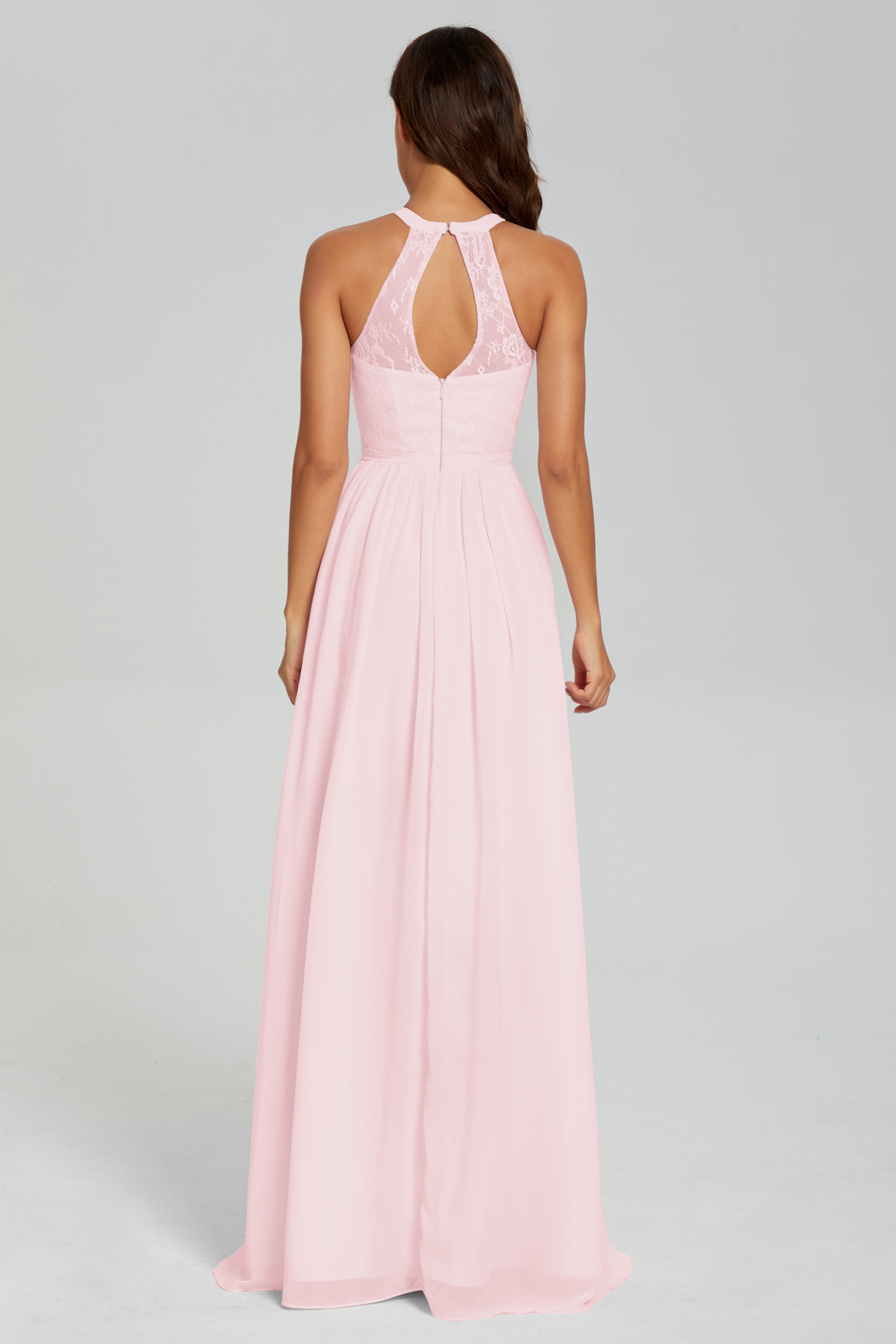 Halter Split Open Back Prom Dresses