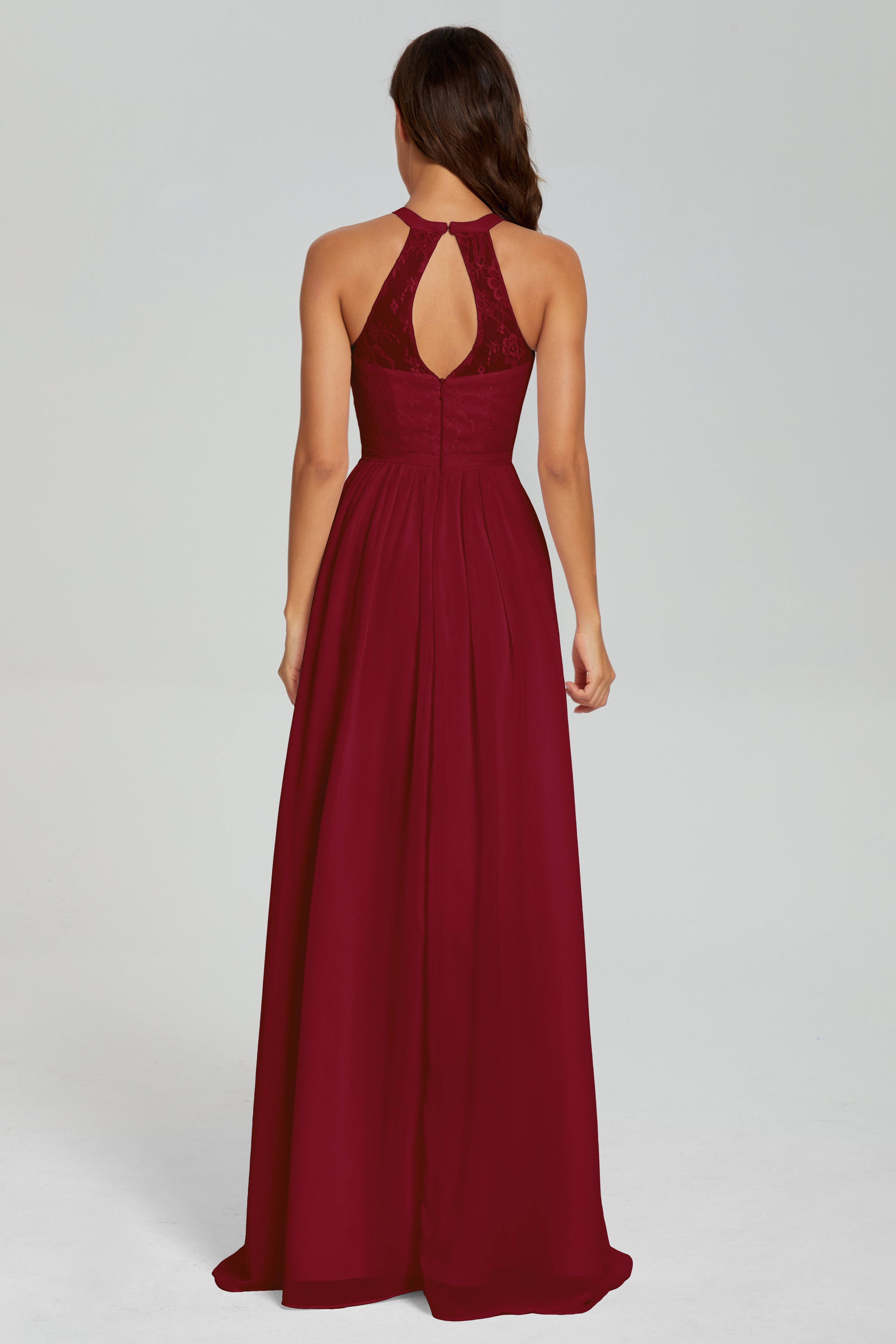 Halter Split Open Back Prom Dresses