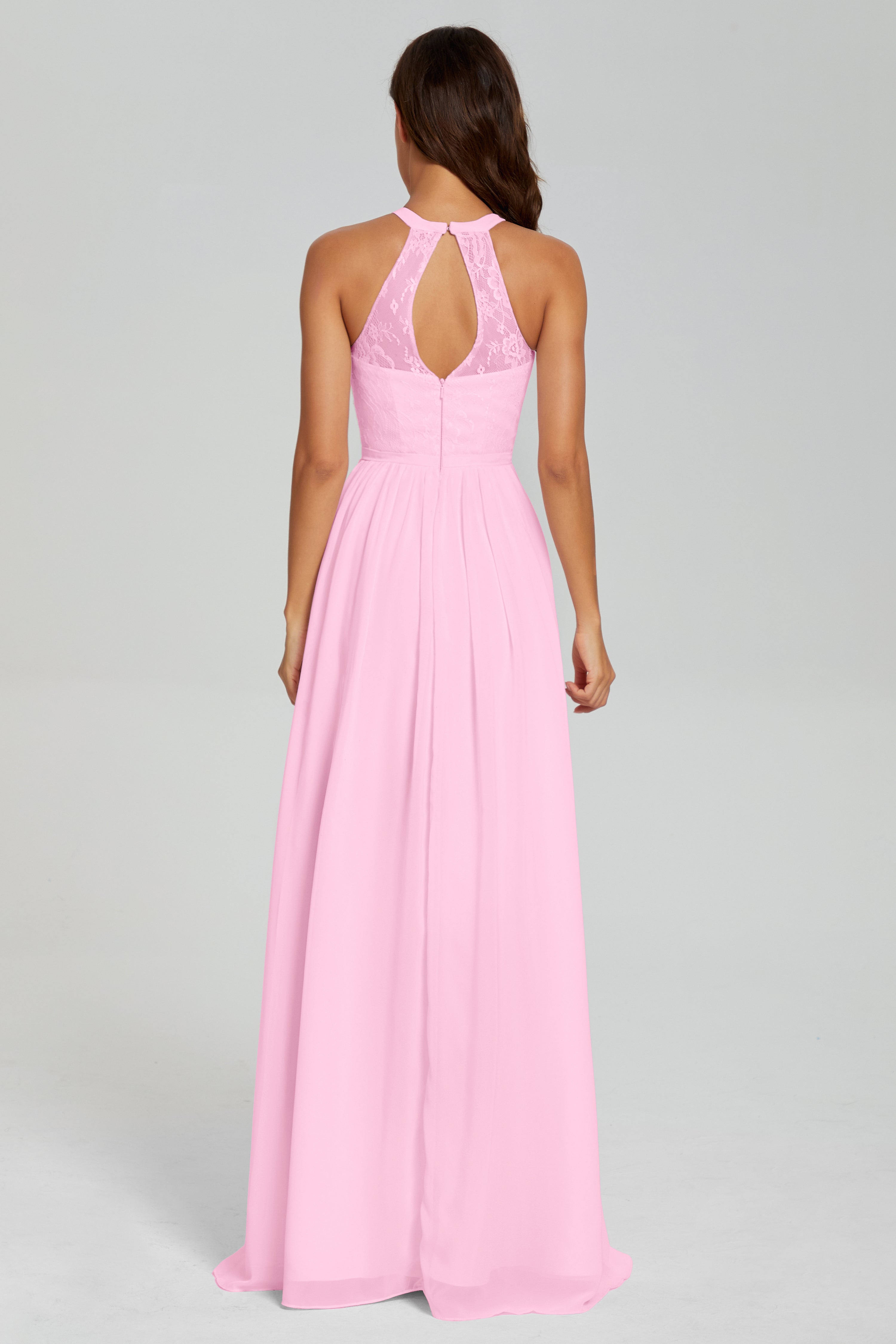 Halter Split Open Back Prom Dresses