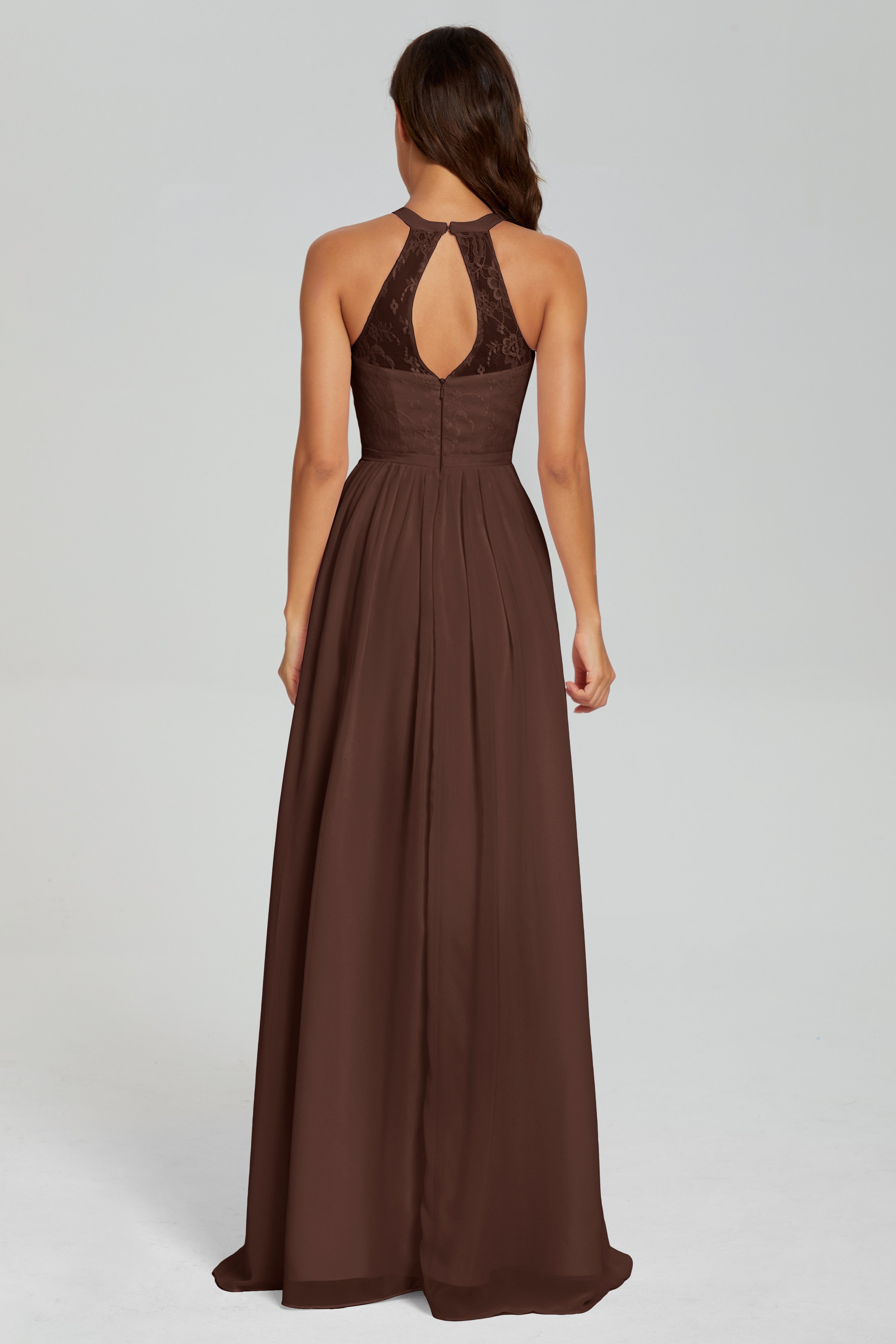 Halter Split Open Back Prom Dresses