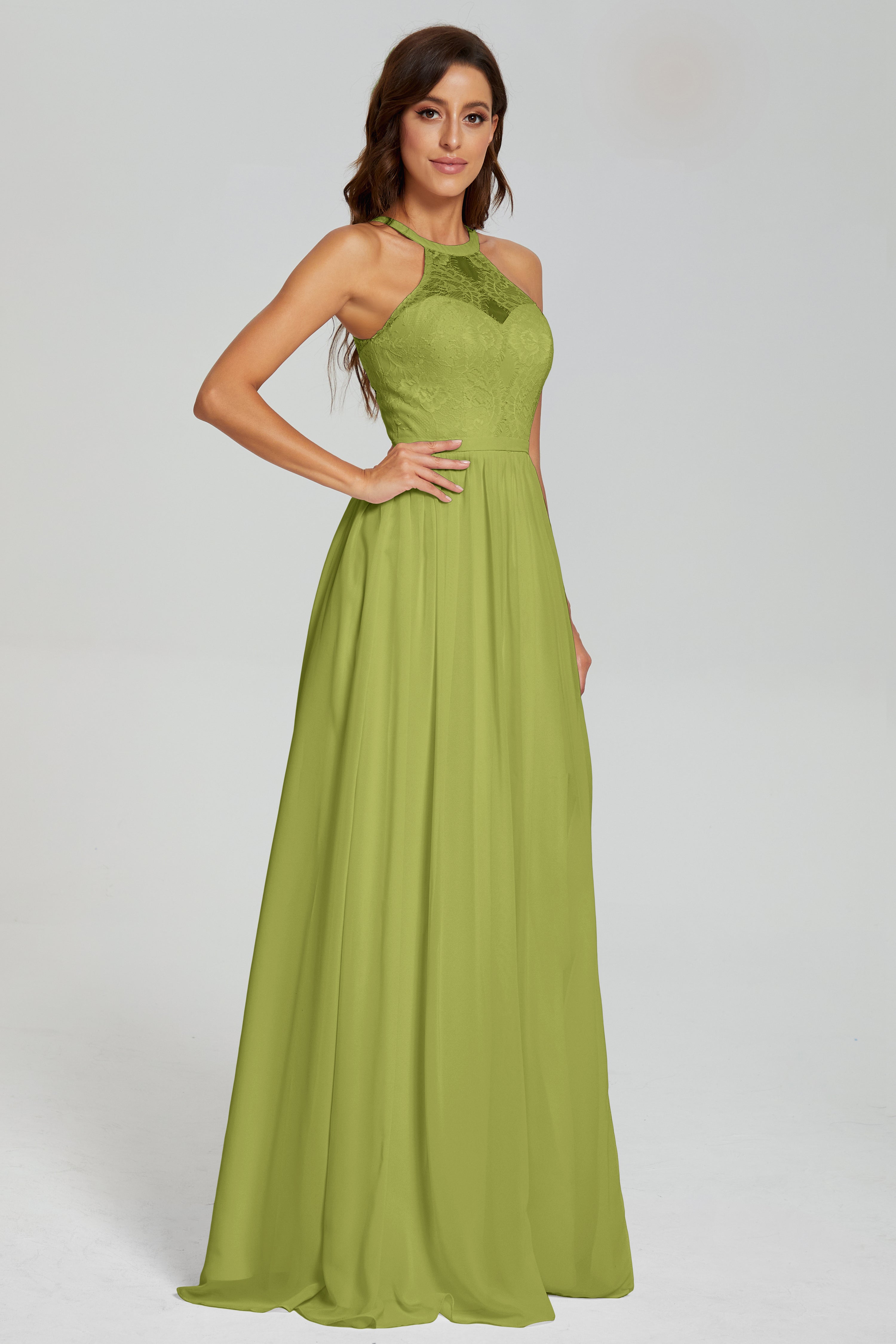 Halter Split Open Back Prom Dresses