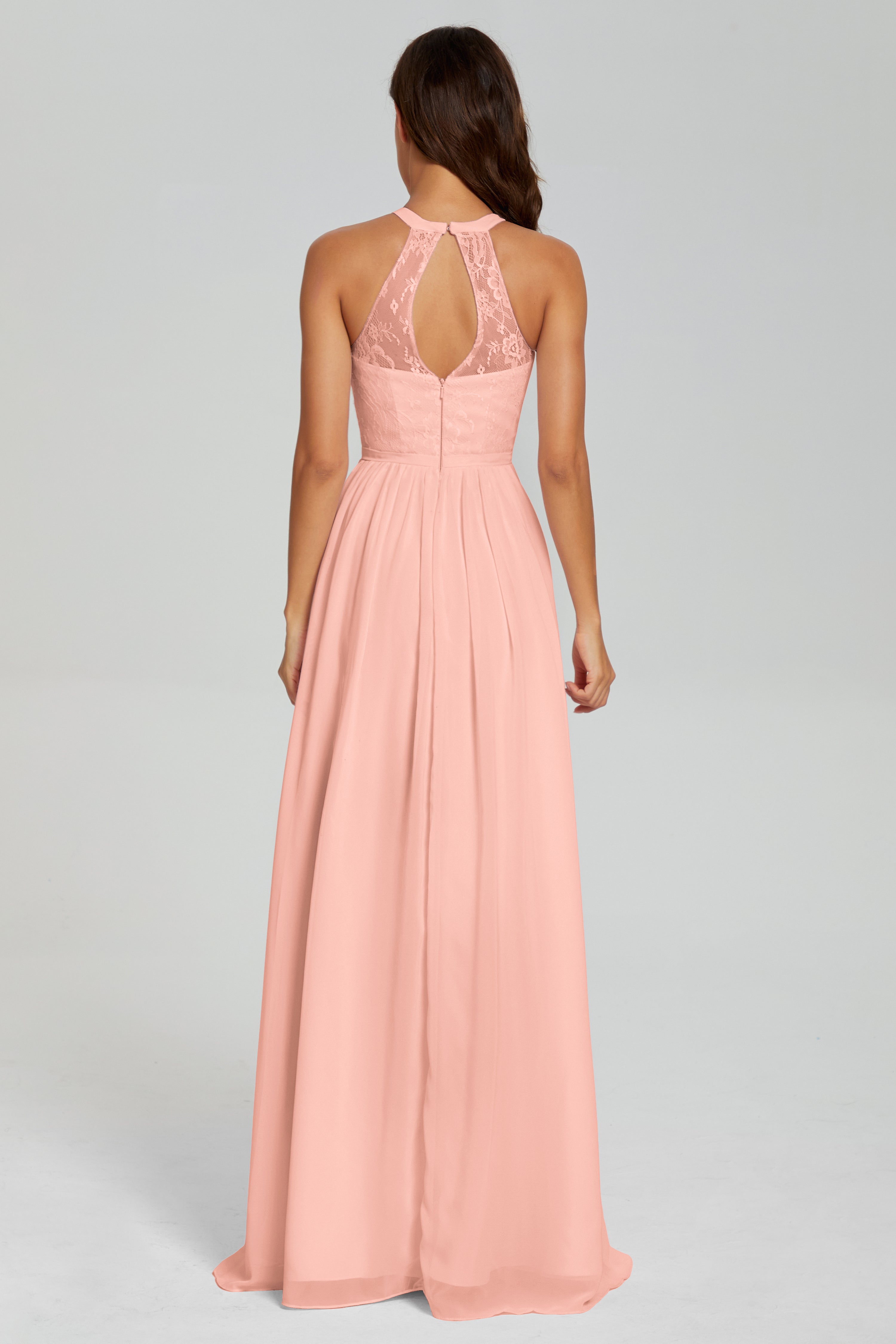 Halter Split Open Back Prom Dresses