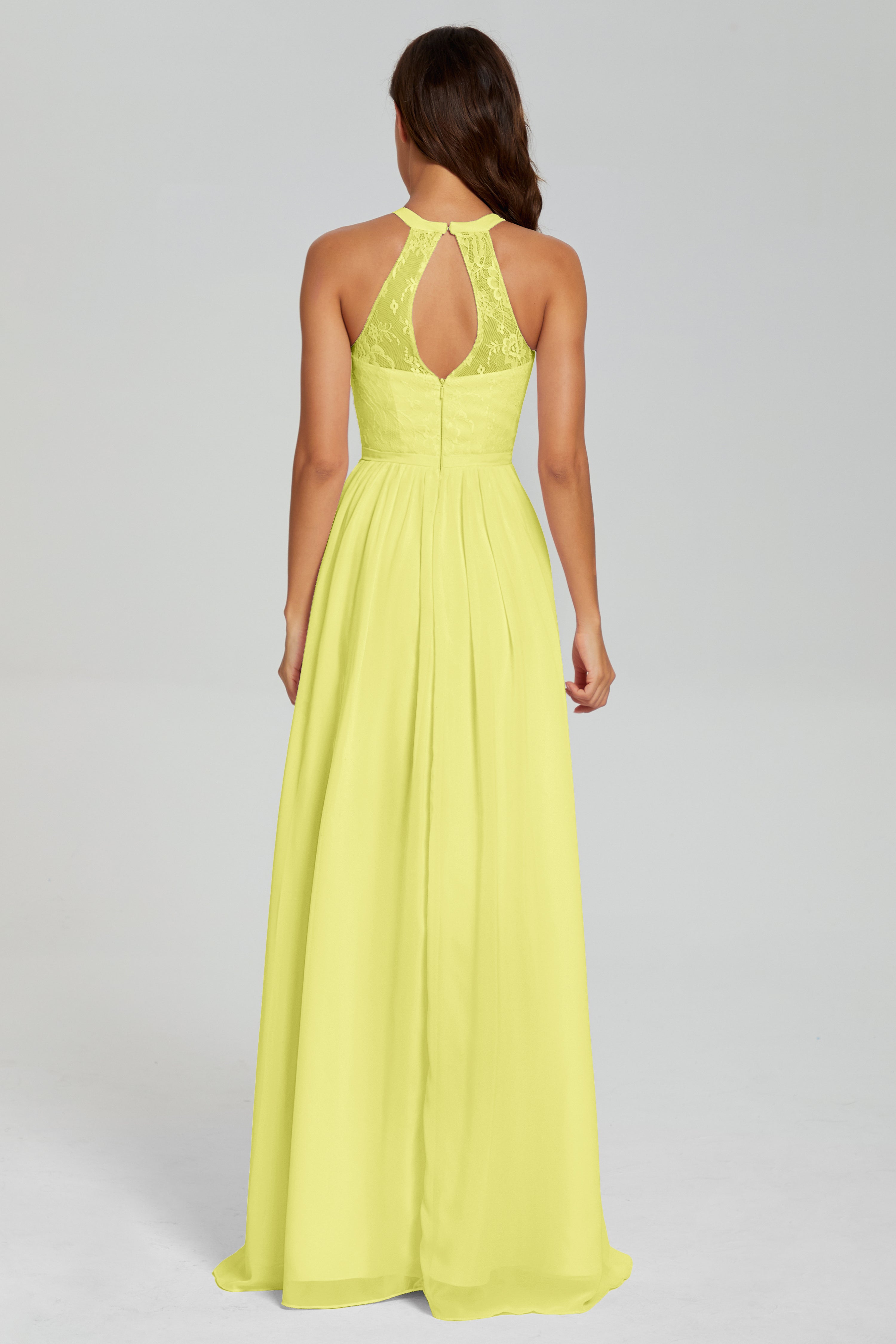 Halter Split Open Back Prom Dresses