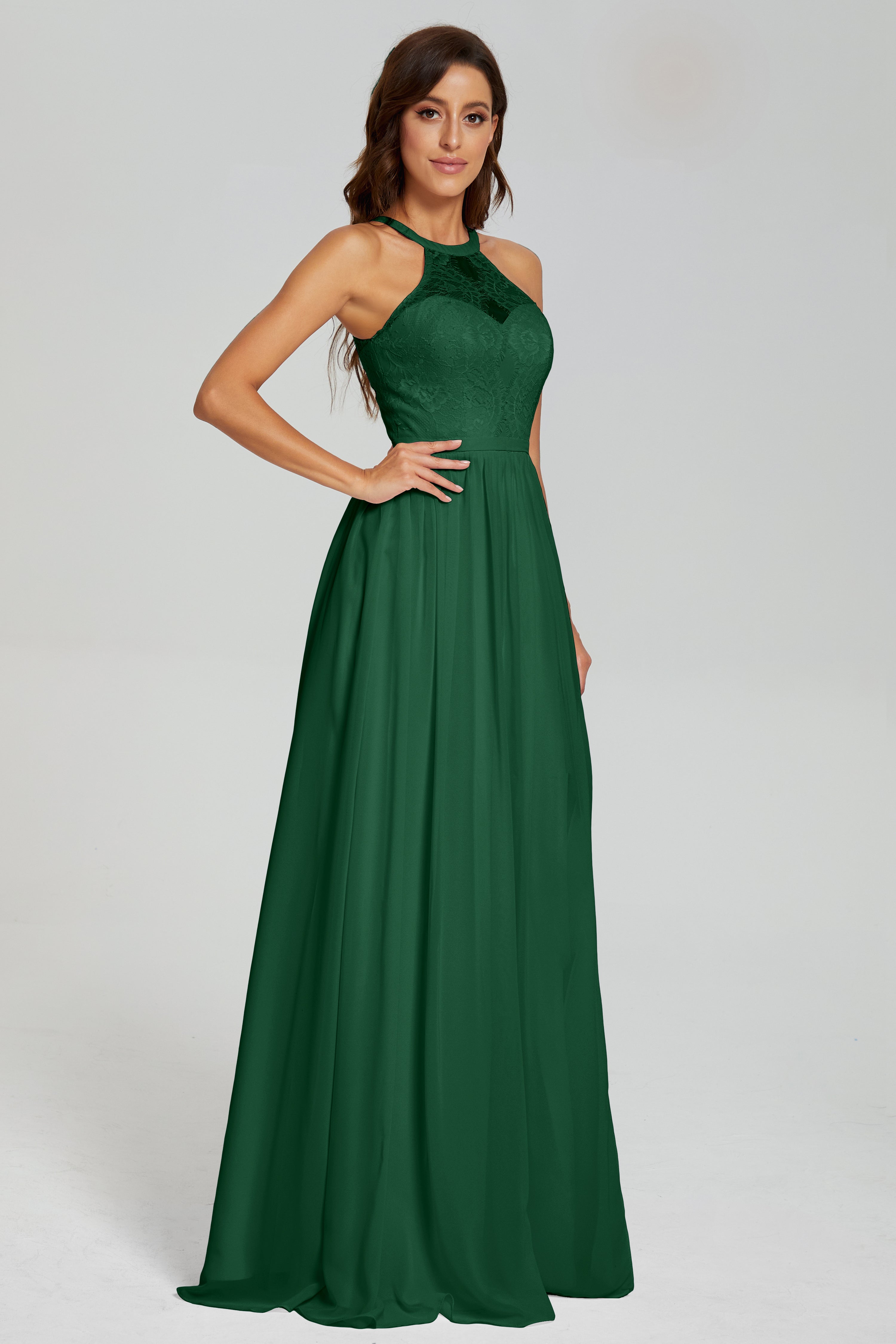 Halter Split Open Back Prom Dresses