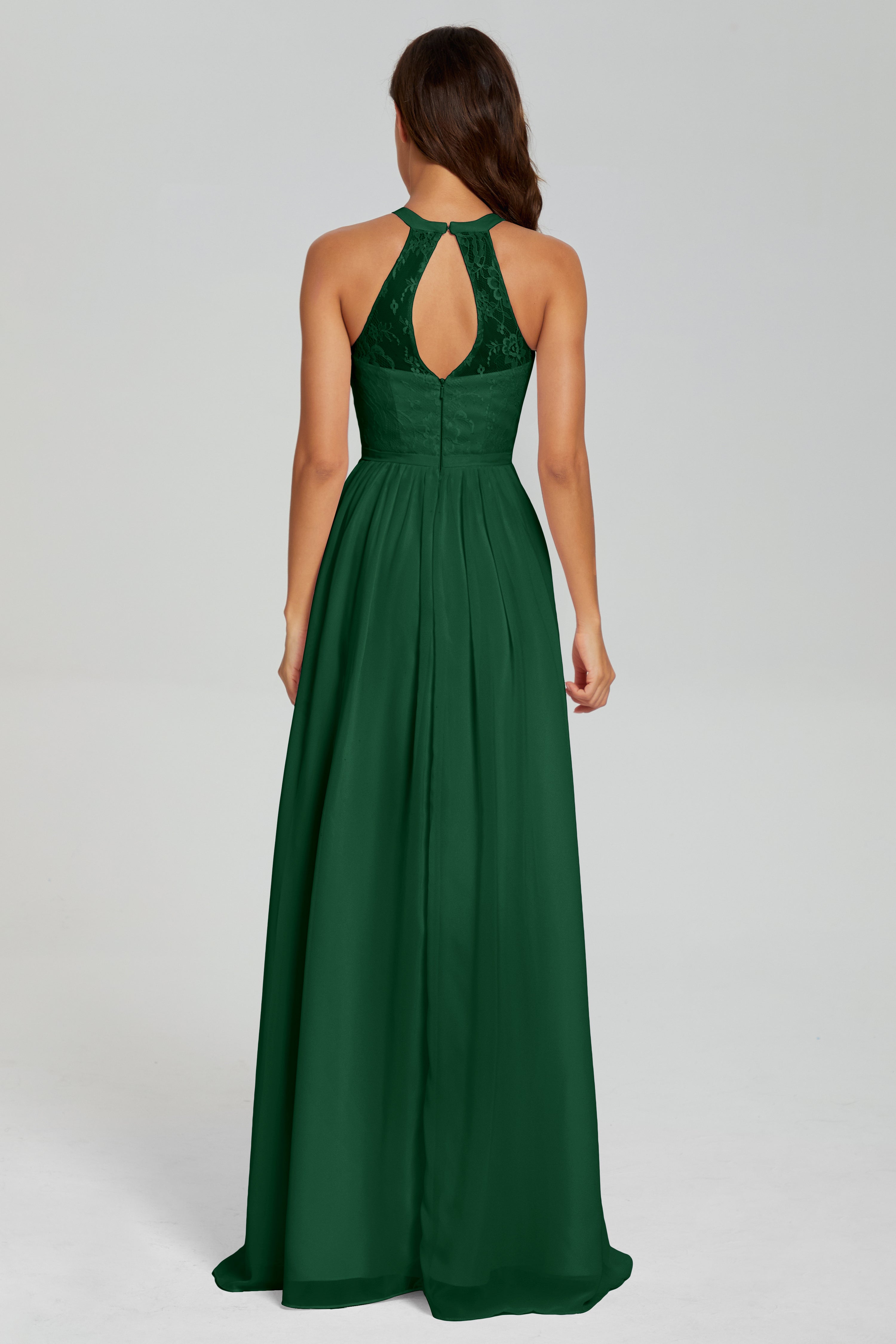 Halter Split Open Back Prom Dresses