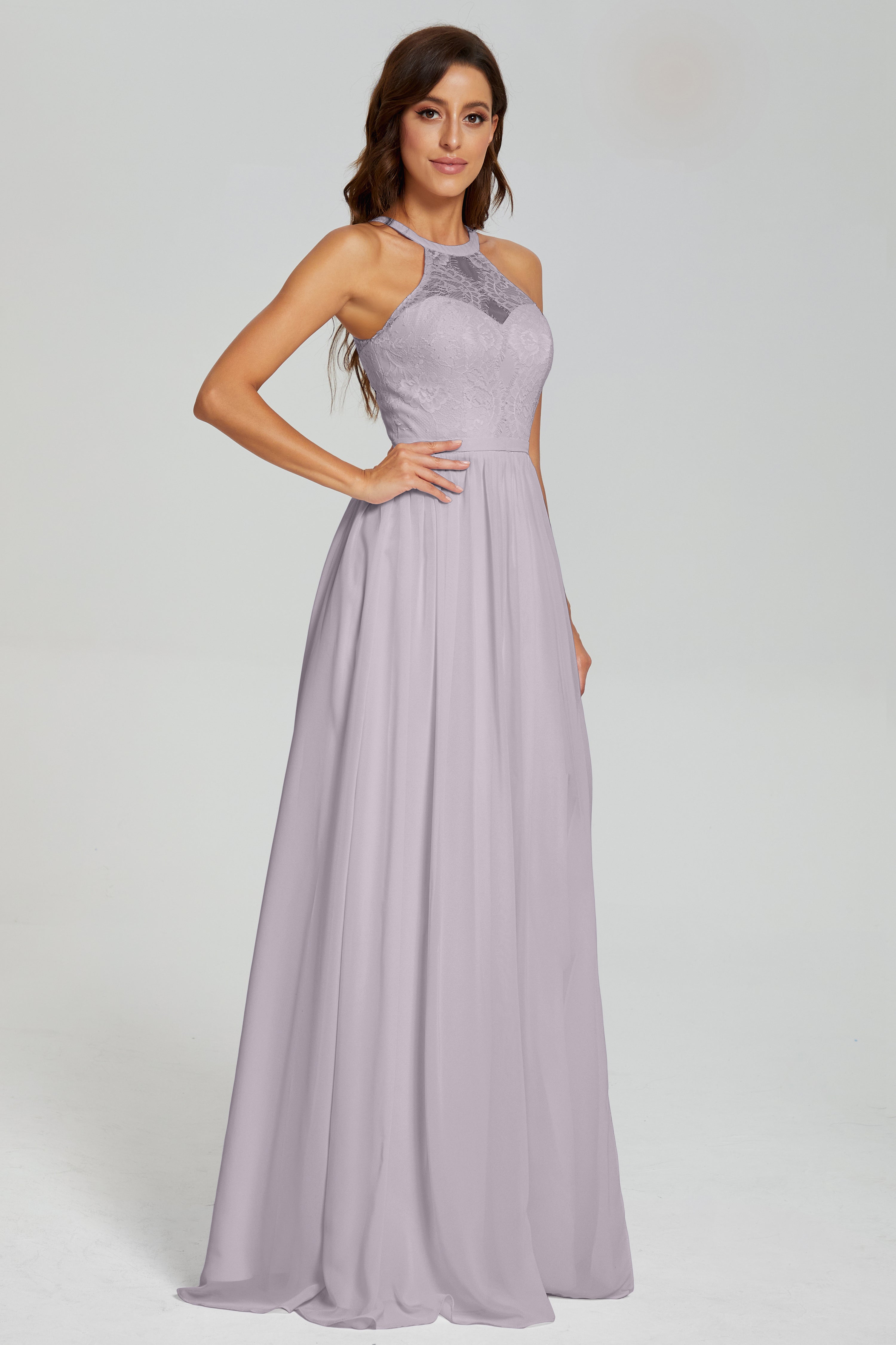 Halter Split Open Back Prom Dresses