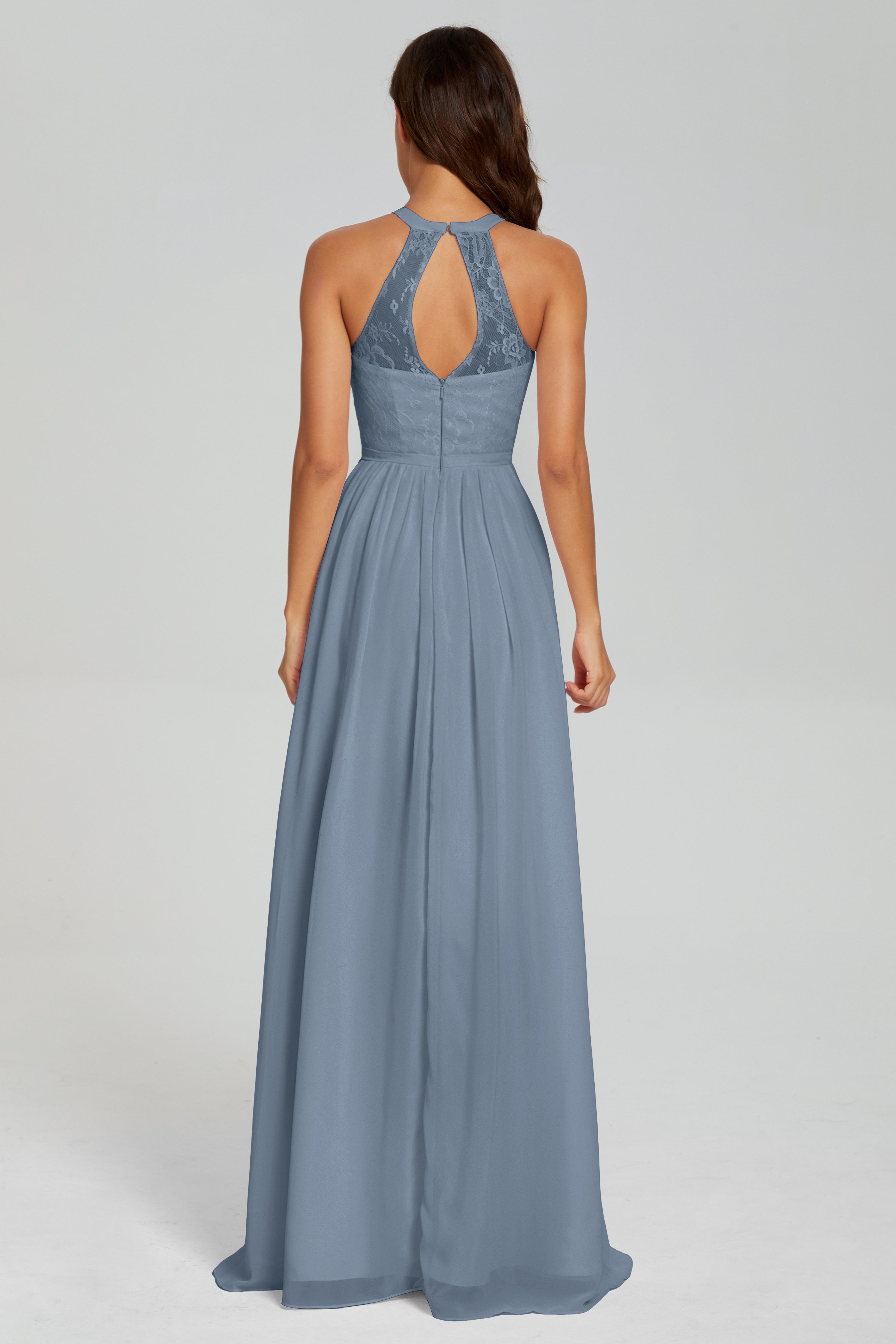 Halter Split Open Back Prom Dresses