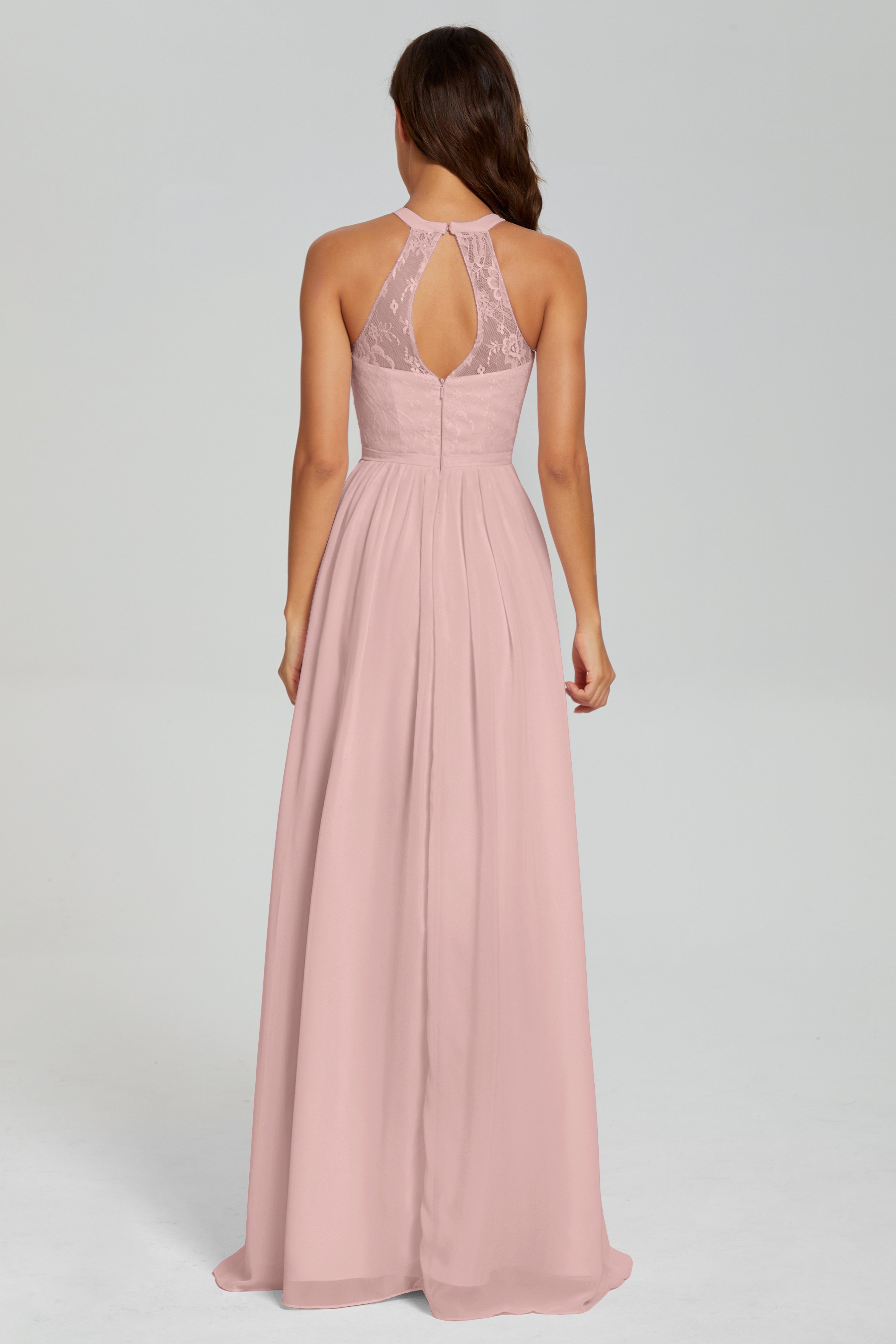 Halter Split Open Back Prom Dresses