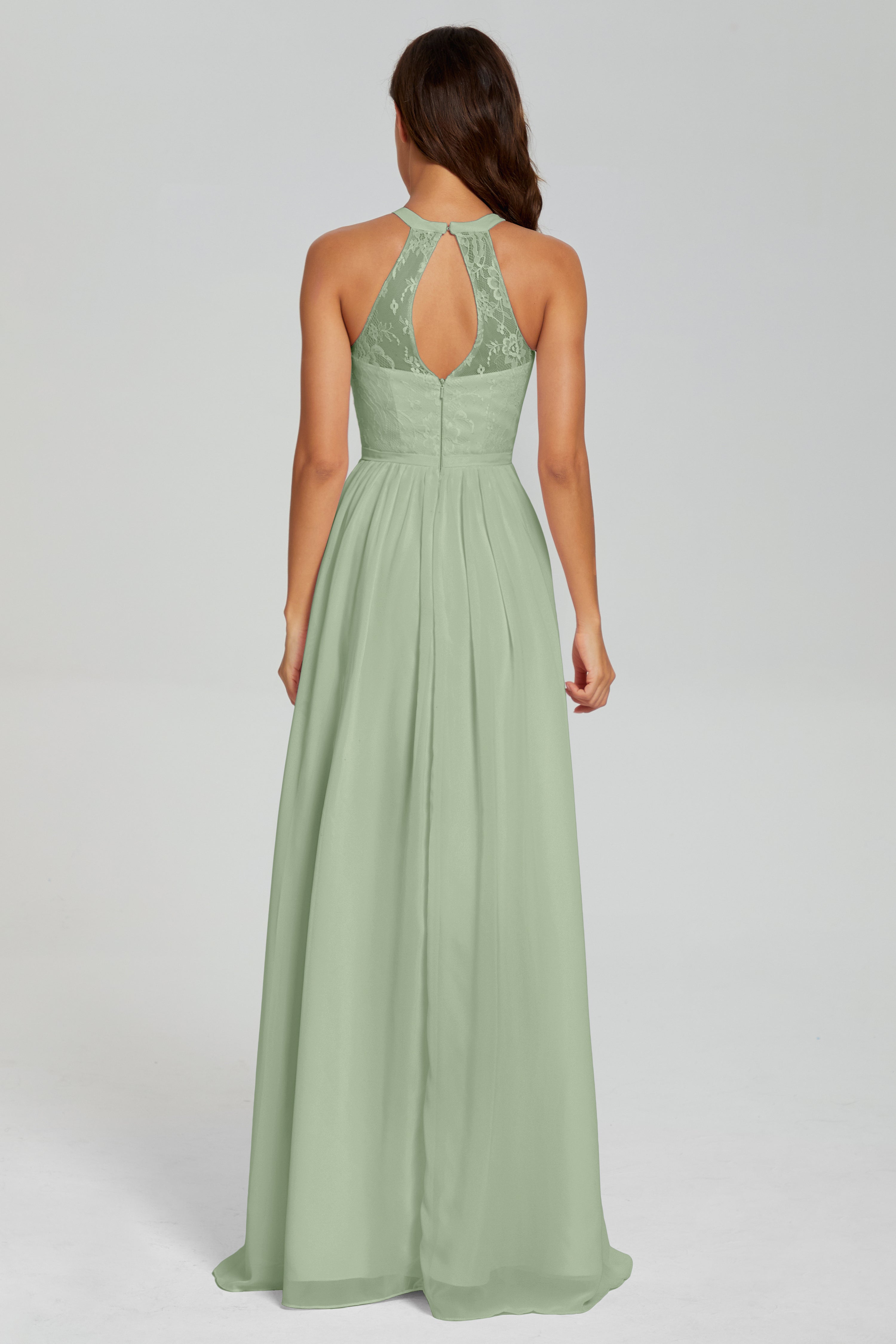 Halter Split Open Back Prom Dresses