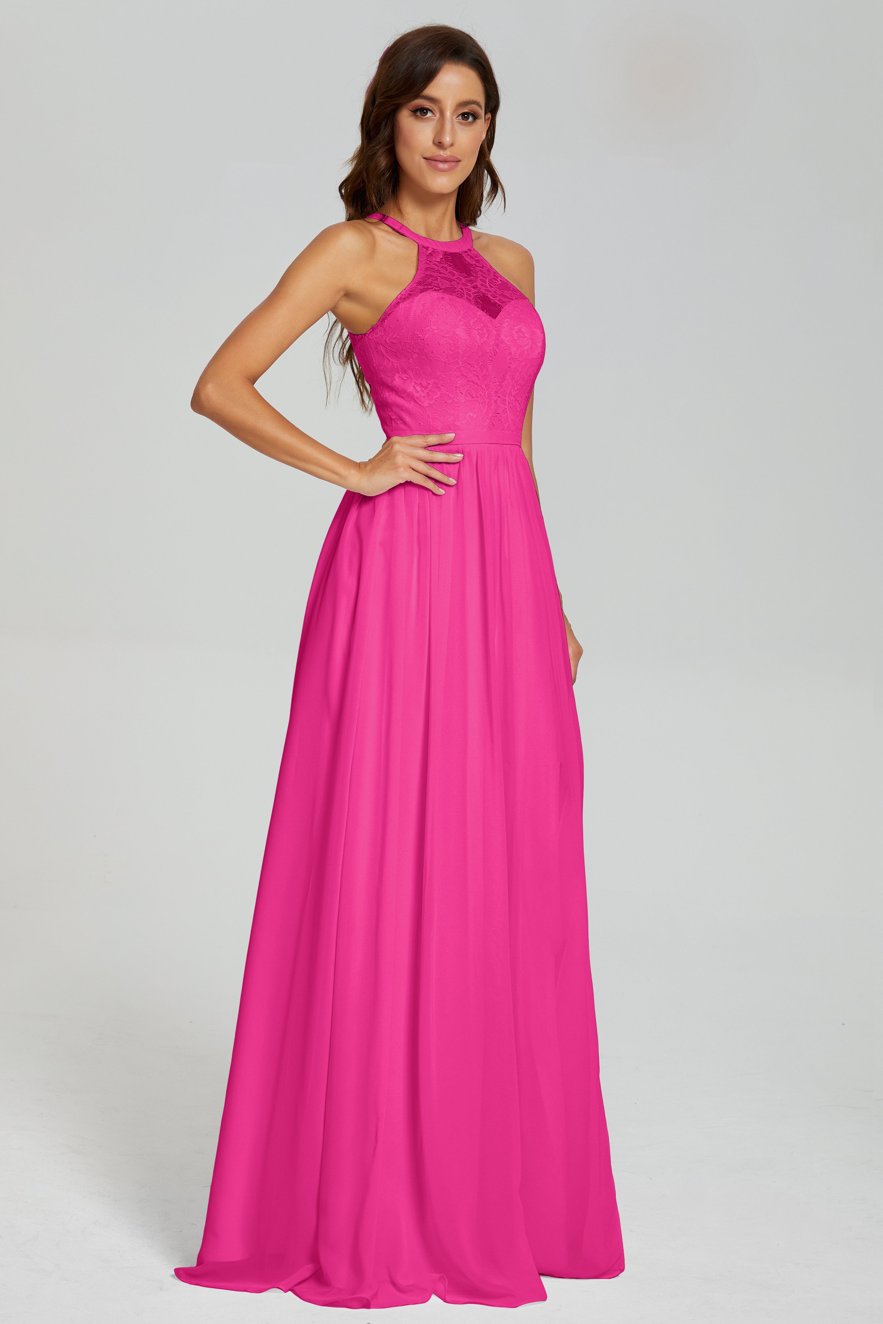Halter Split Open Back Prom Dresses