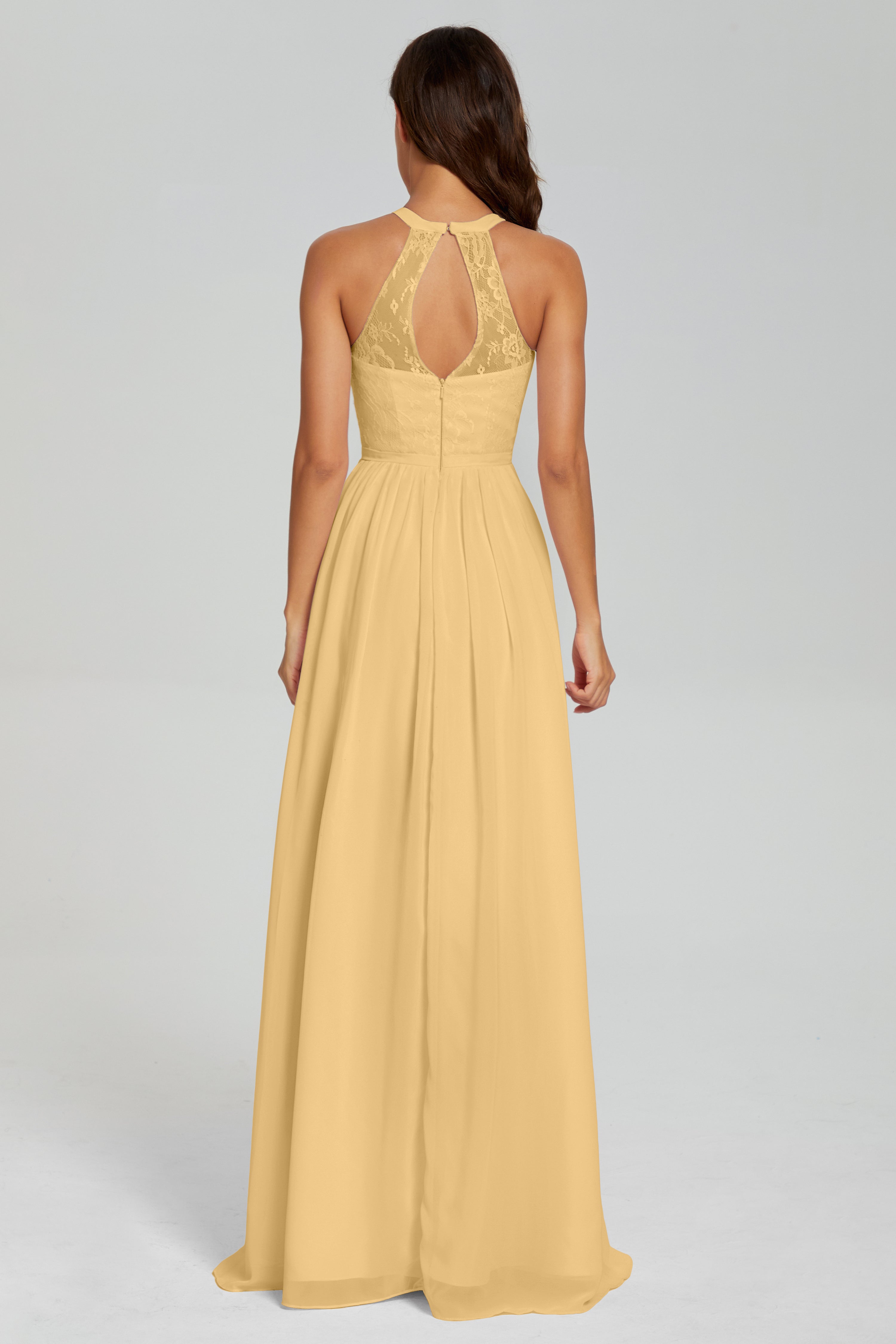 Halter Split Open Back Prom Dresses