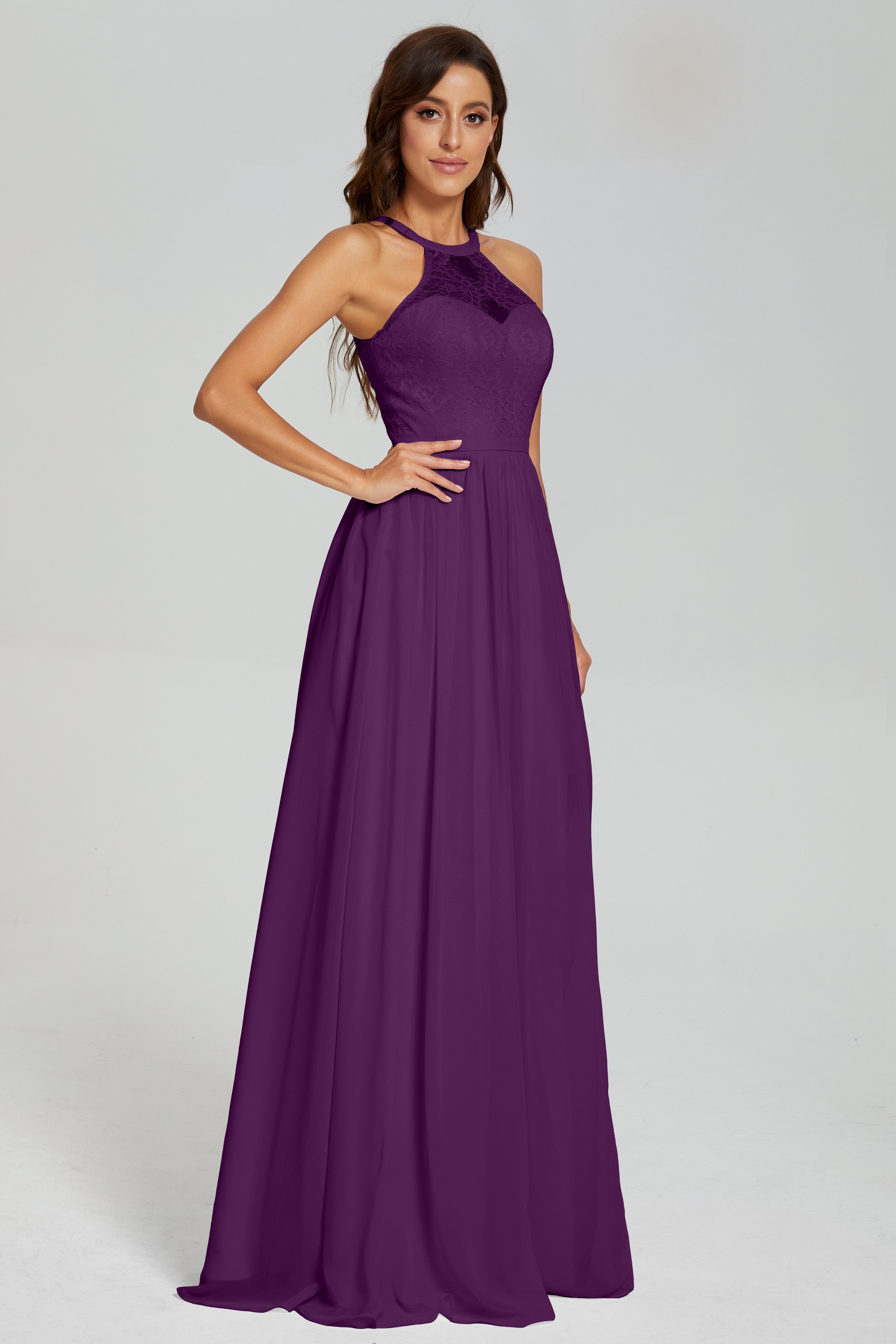 Halter Split Open Back Prom Dresses