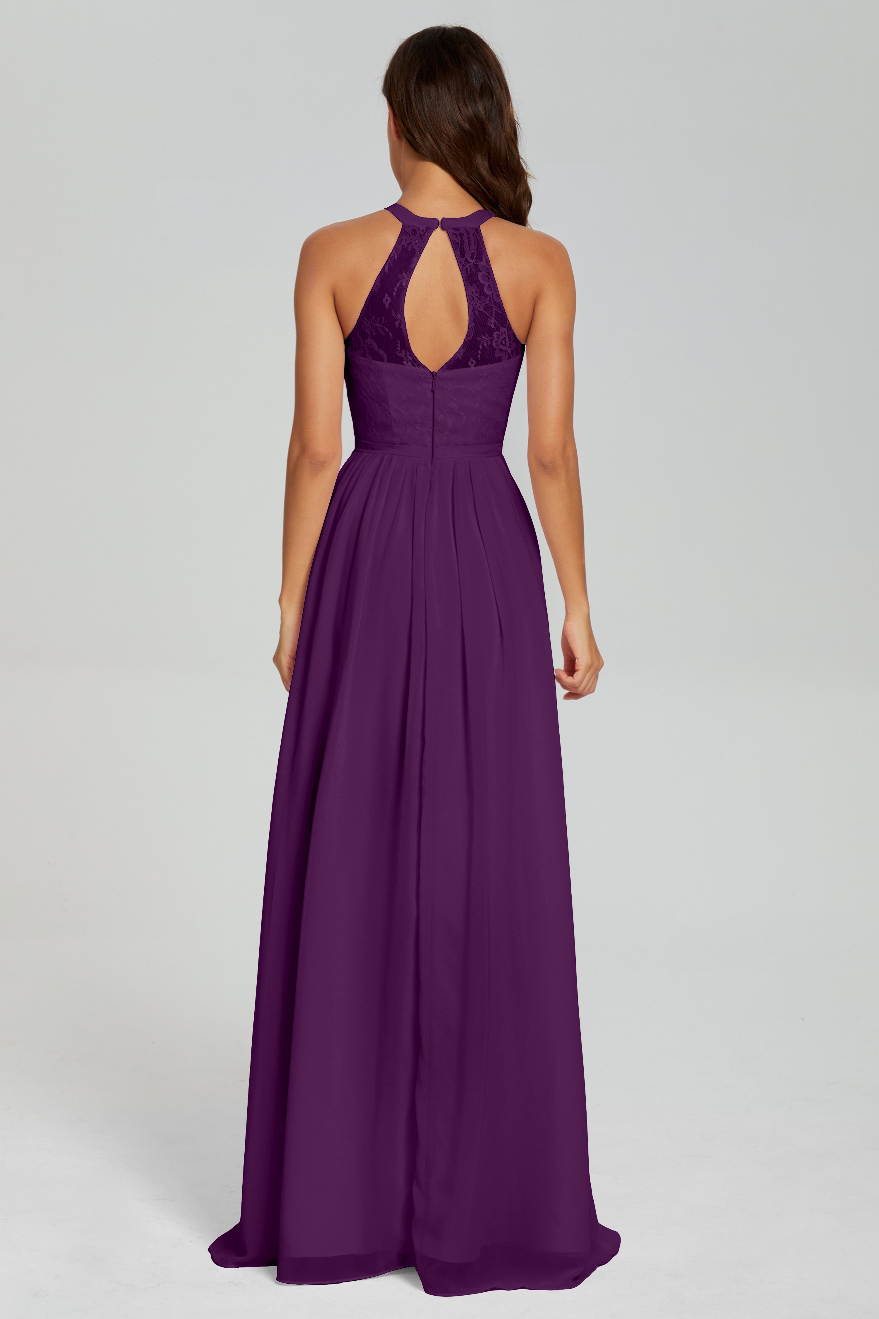 Halter Split Open Back Prom Dresses