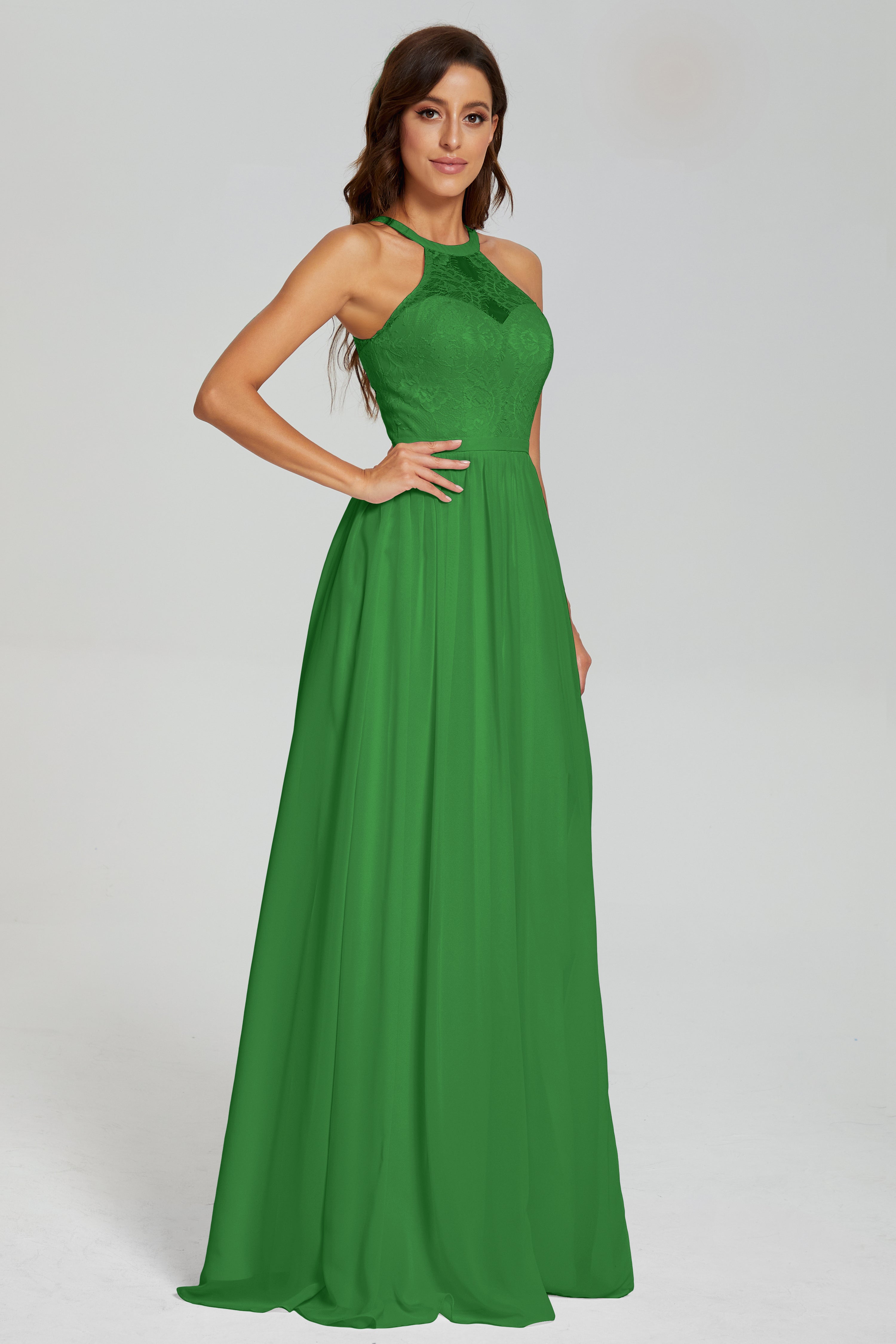Halter Split Open Back Prom Dresses