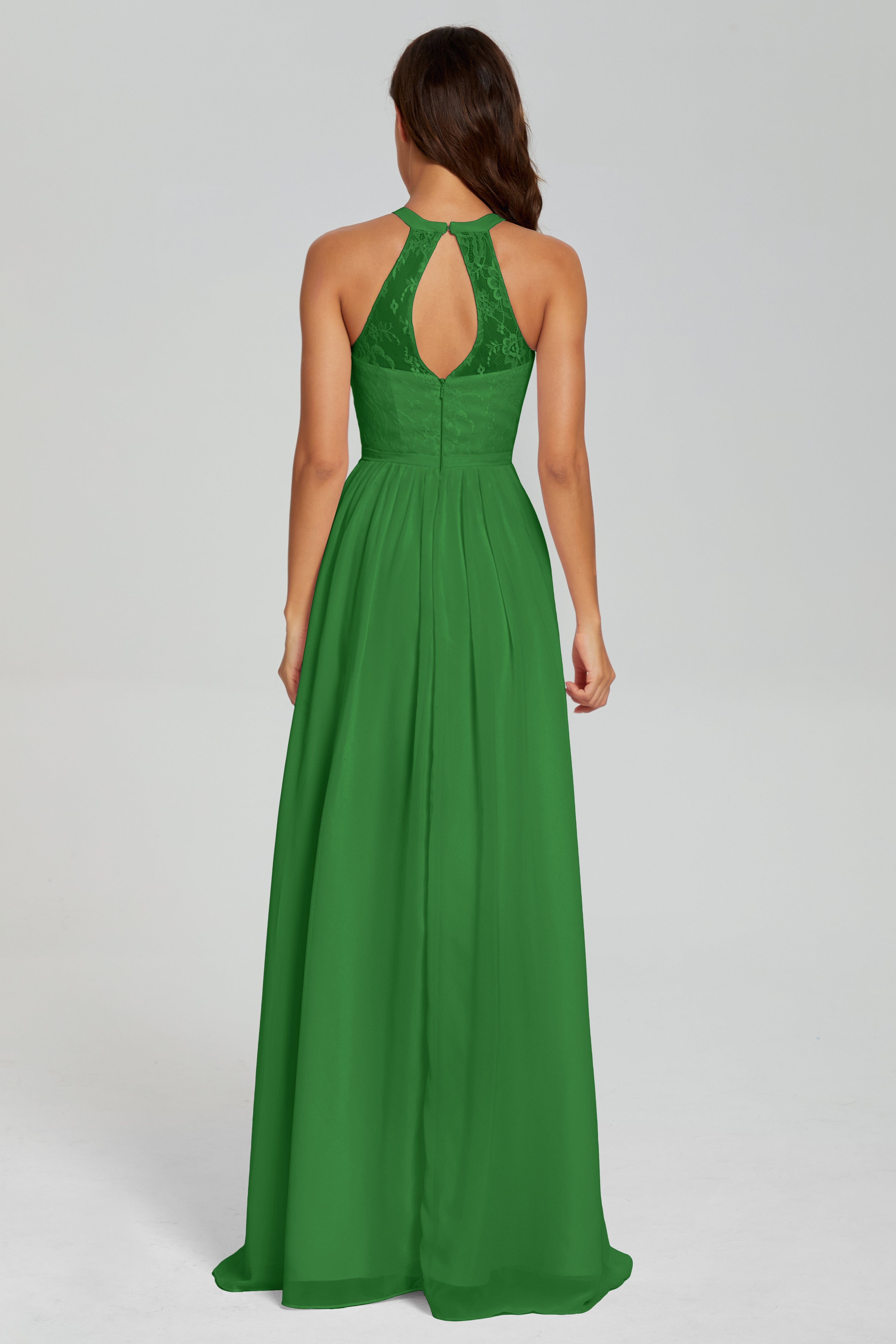 Halter Split Open Back Prom Dresses