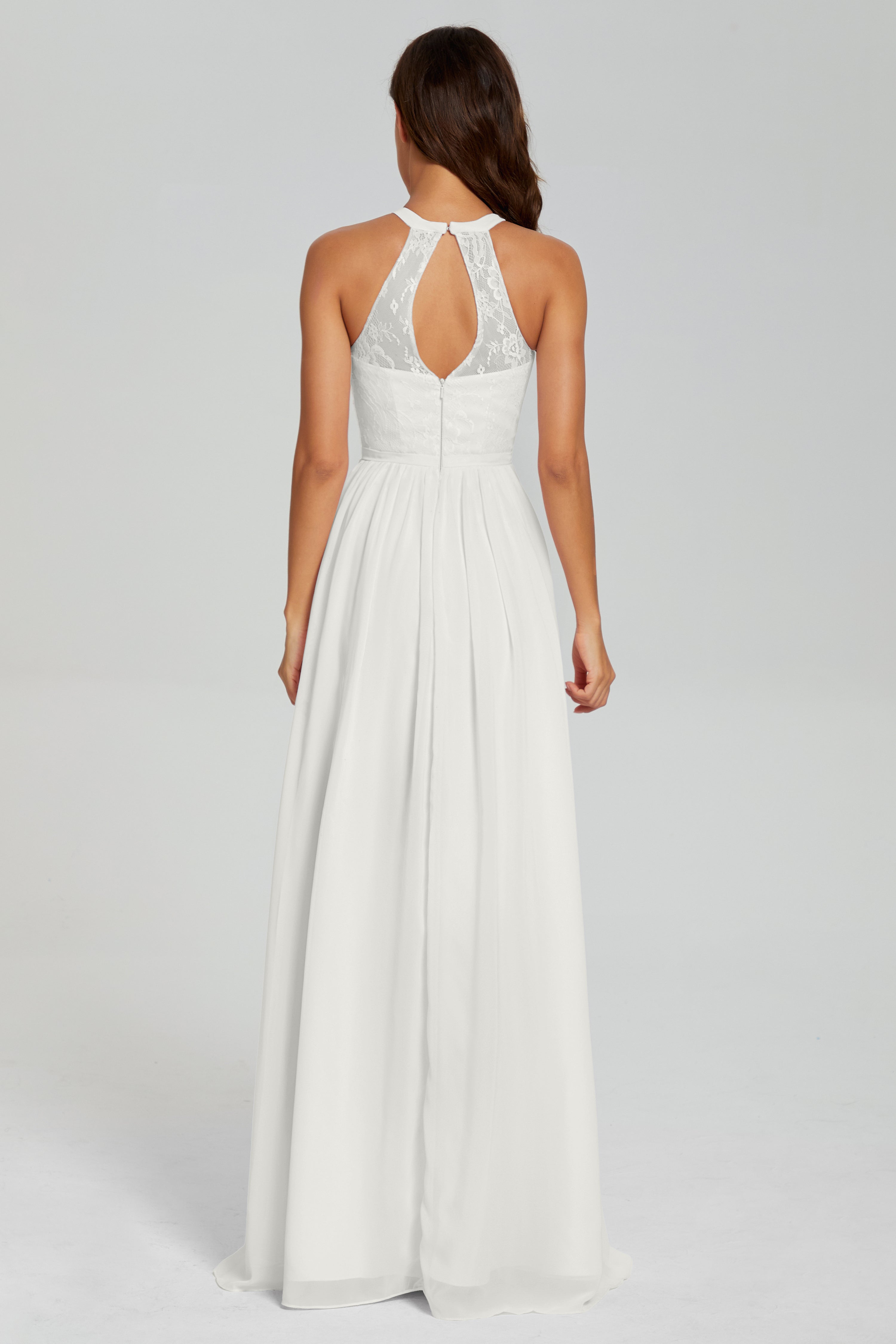 Halter Split Open Back Prom Dresses