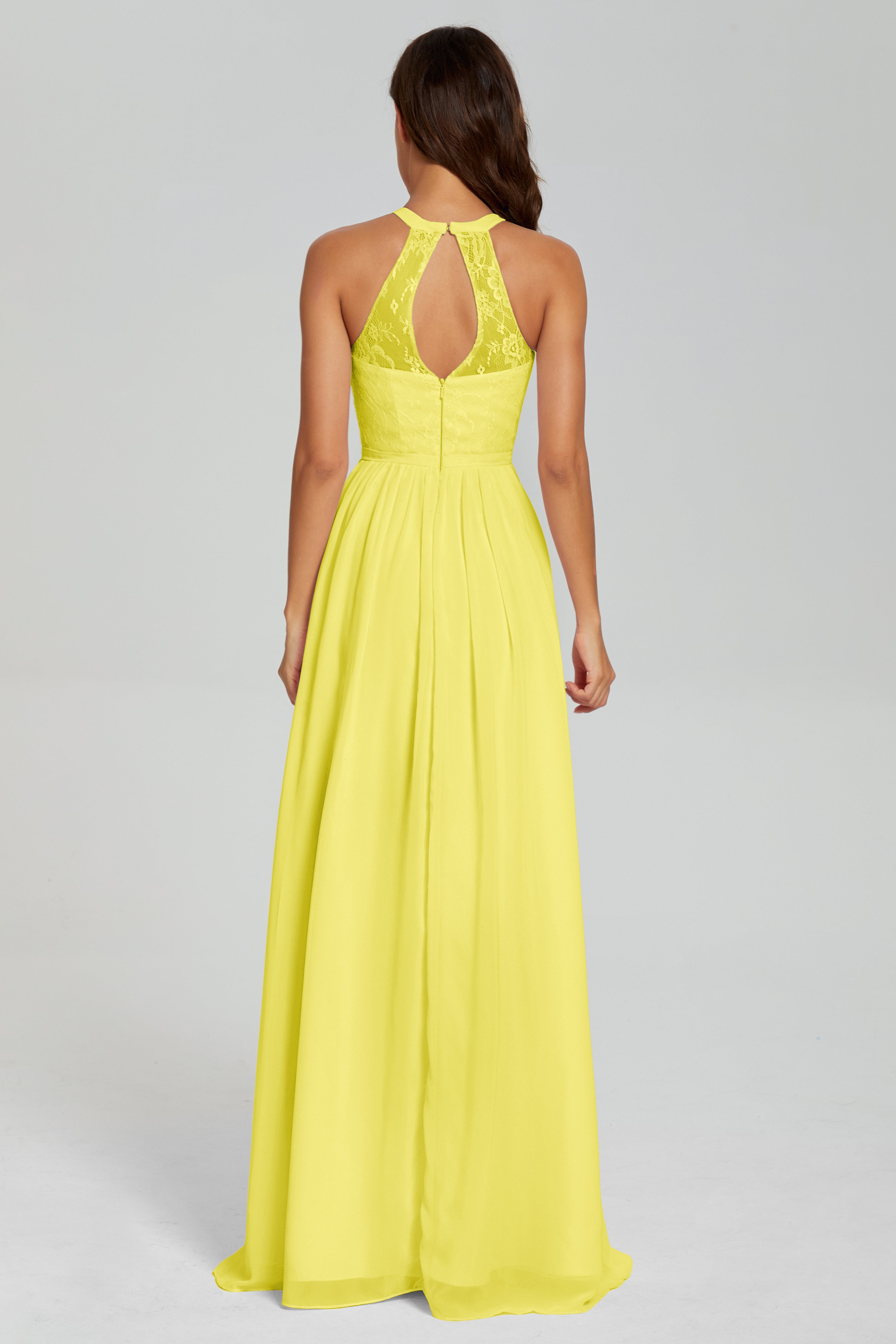 Halter Split Open Back Prom Dresses