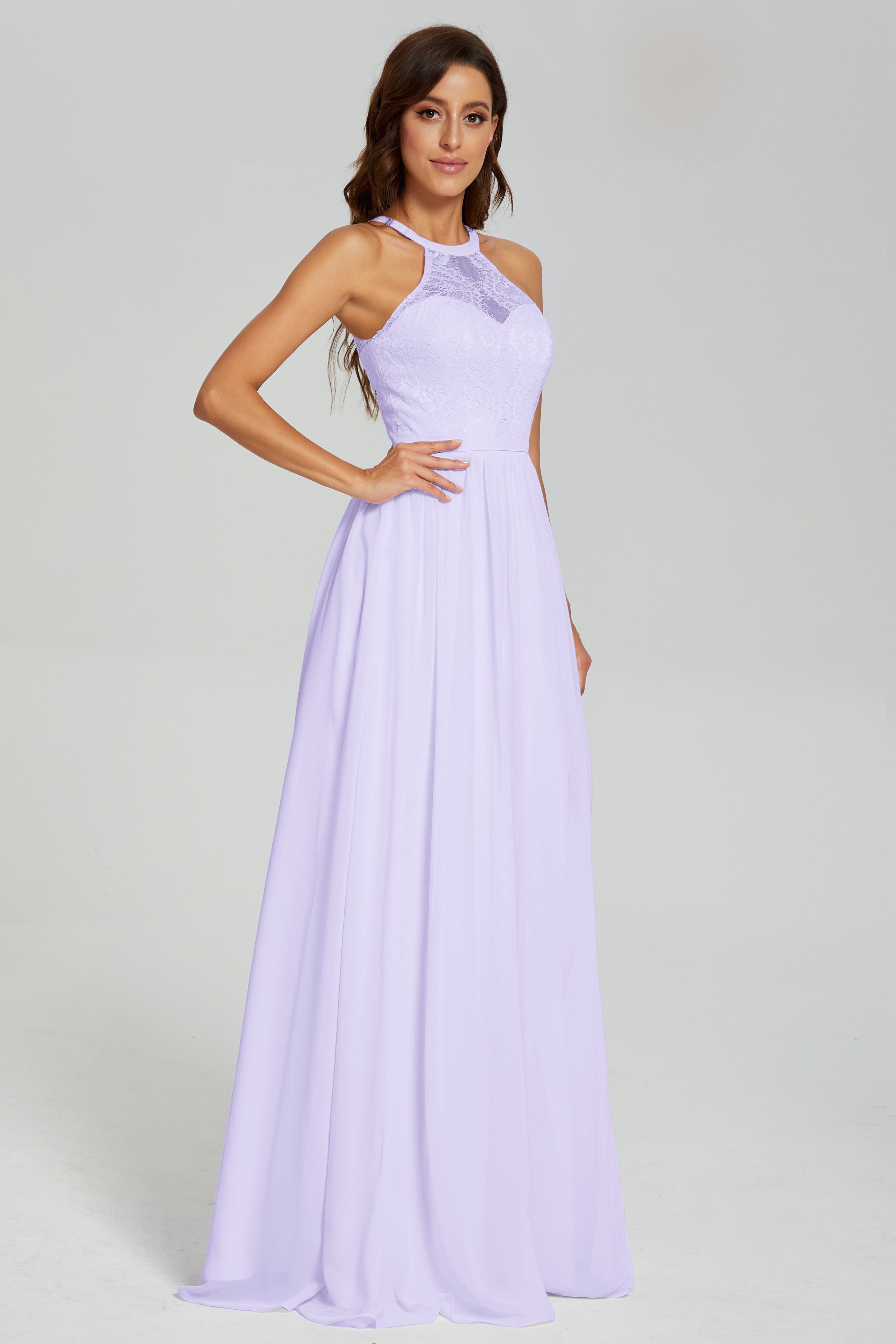 Halter Split Open Back Prom Dresses