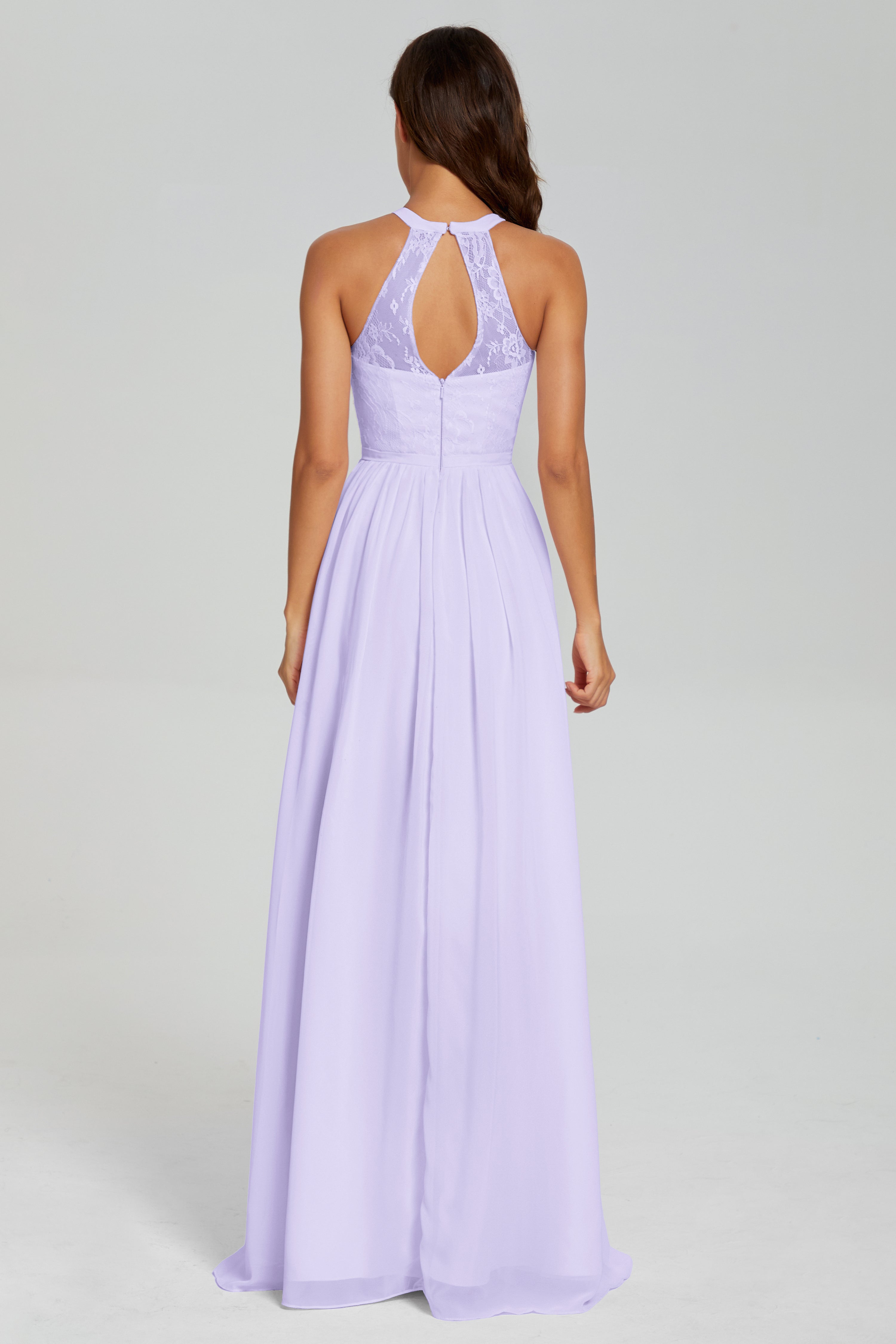 Halter Split Open Back Prom Dresses