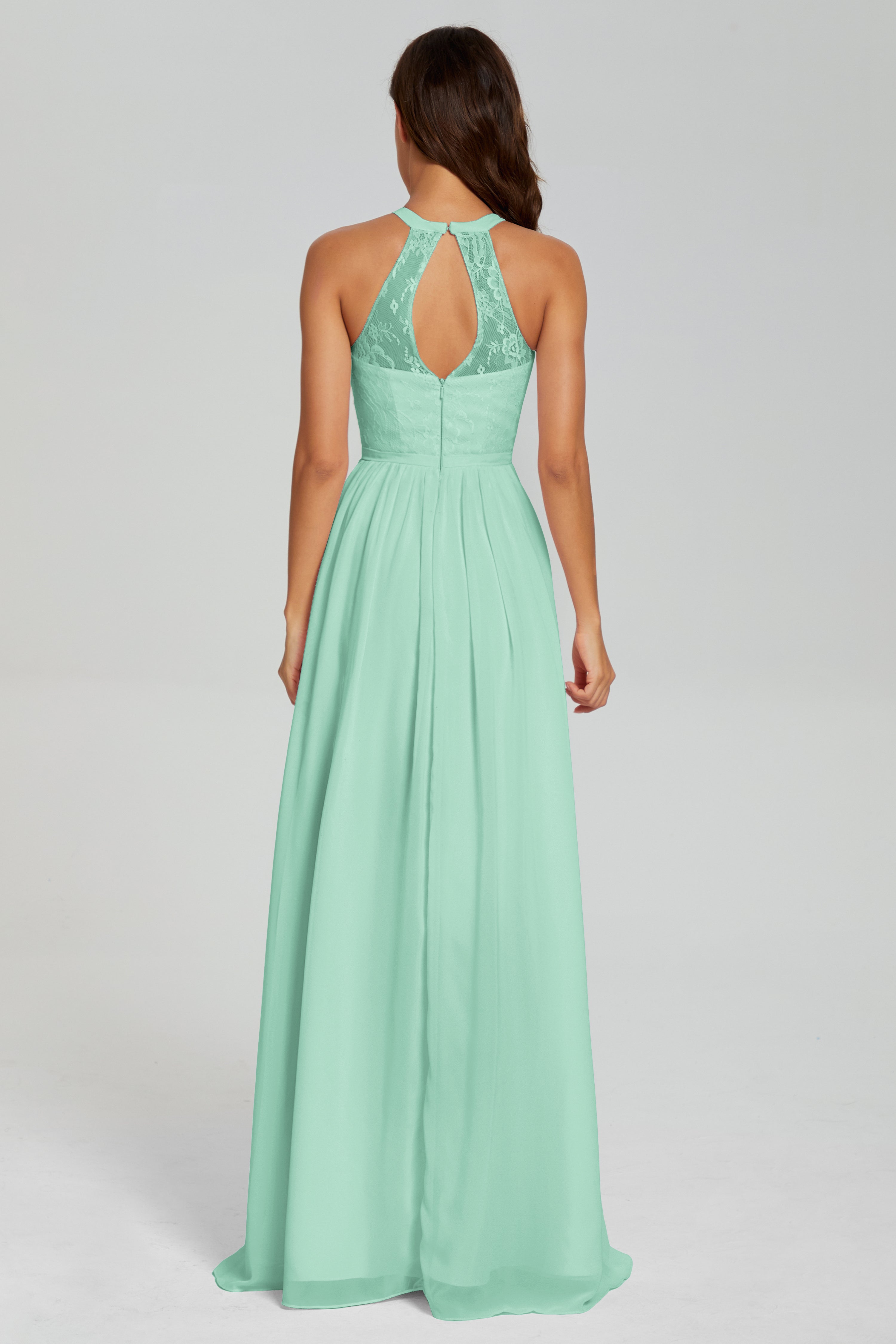 Halter Split Open Back Prom Dresses