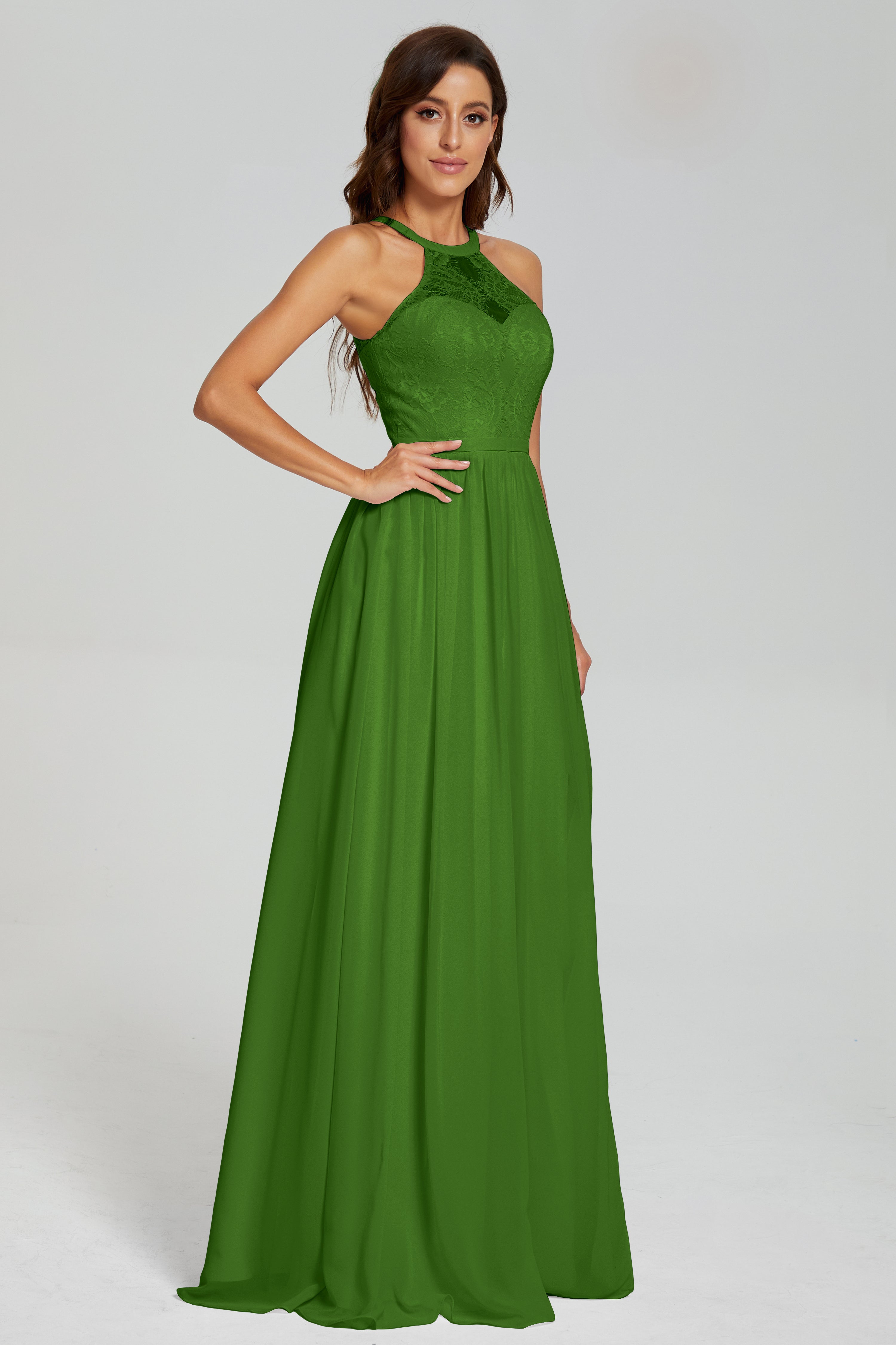 Halter Split Open Back Prom Dresses