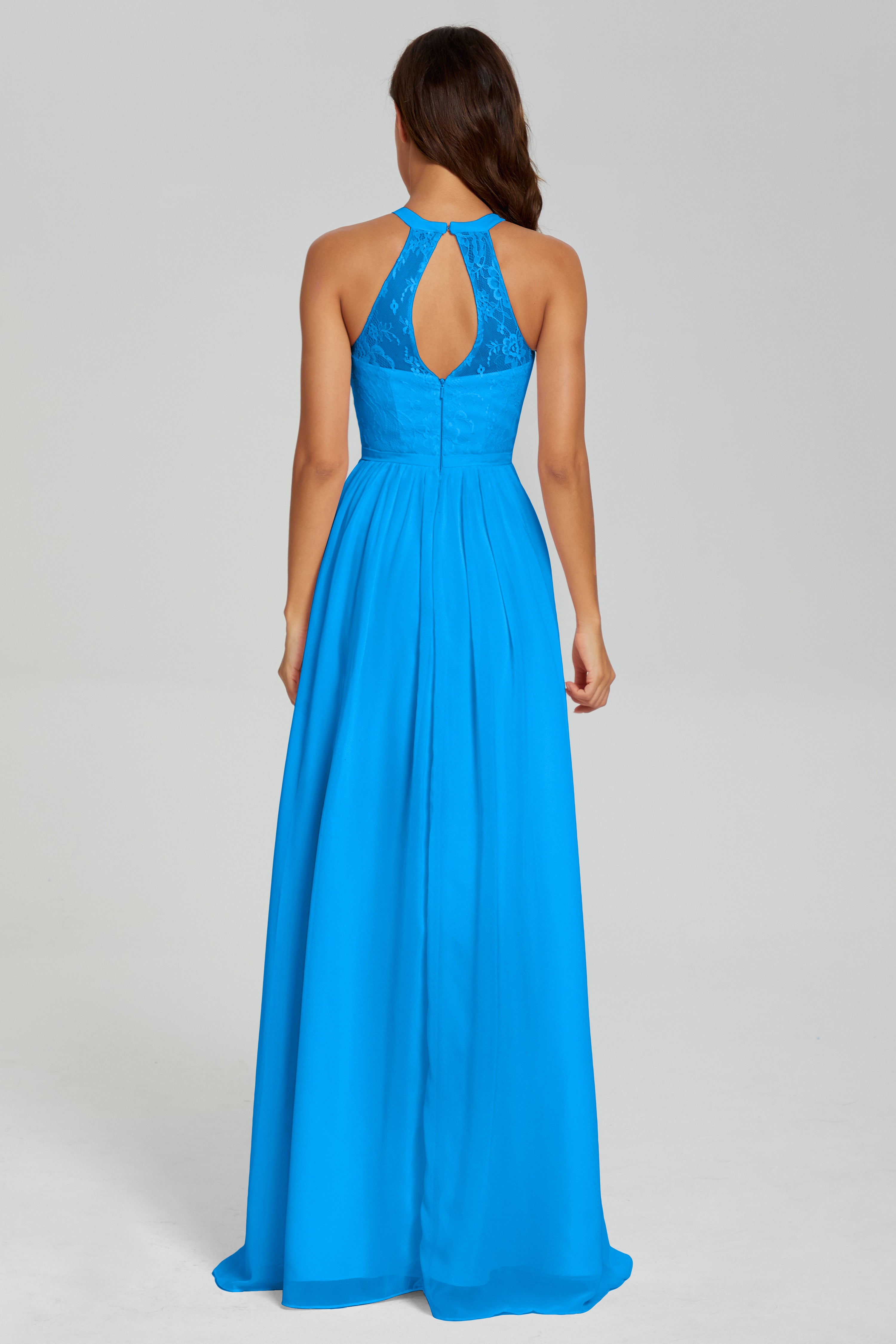 Halter Split Open Back Prom Dresses