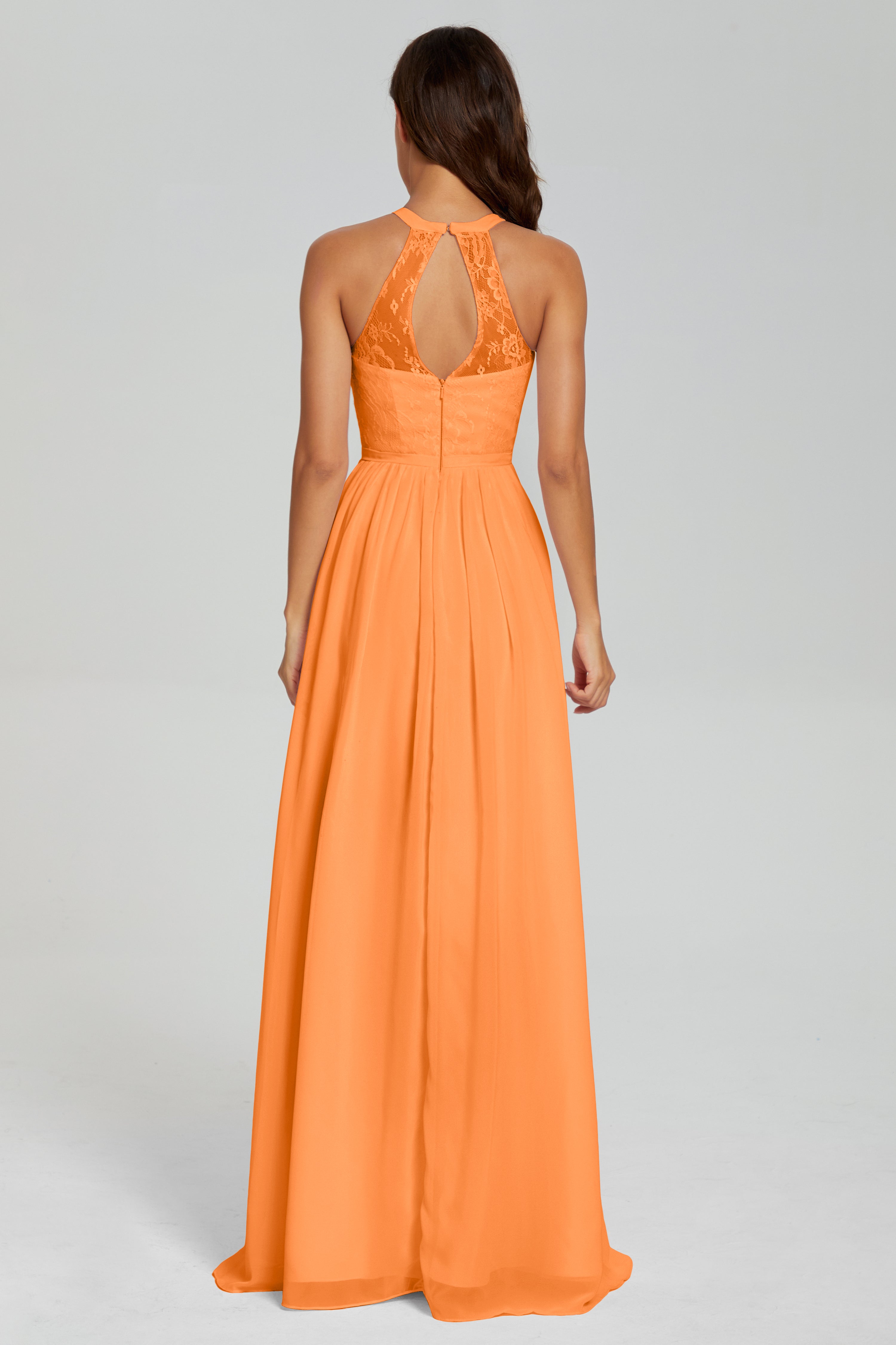 Halter Split Open Back Prom Dresses