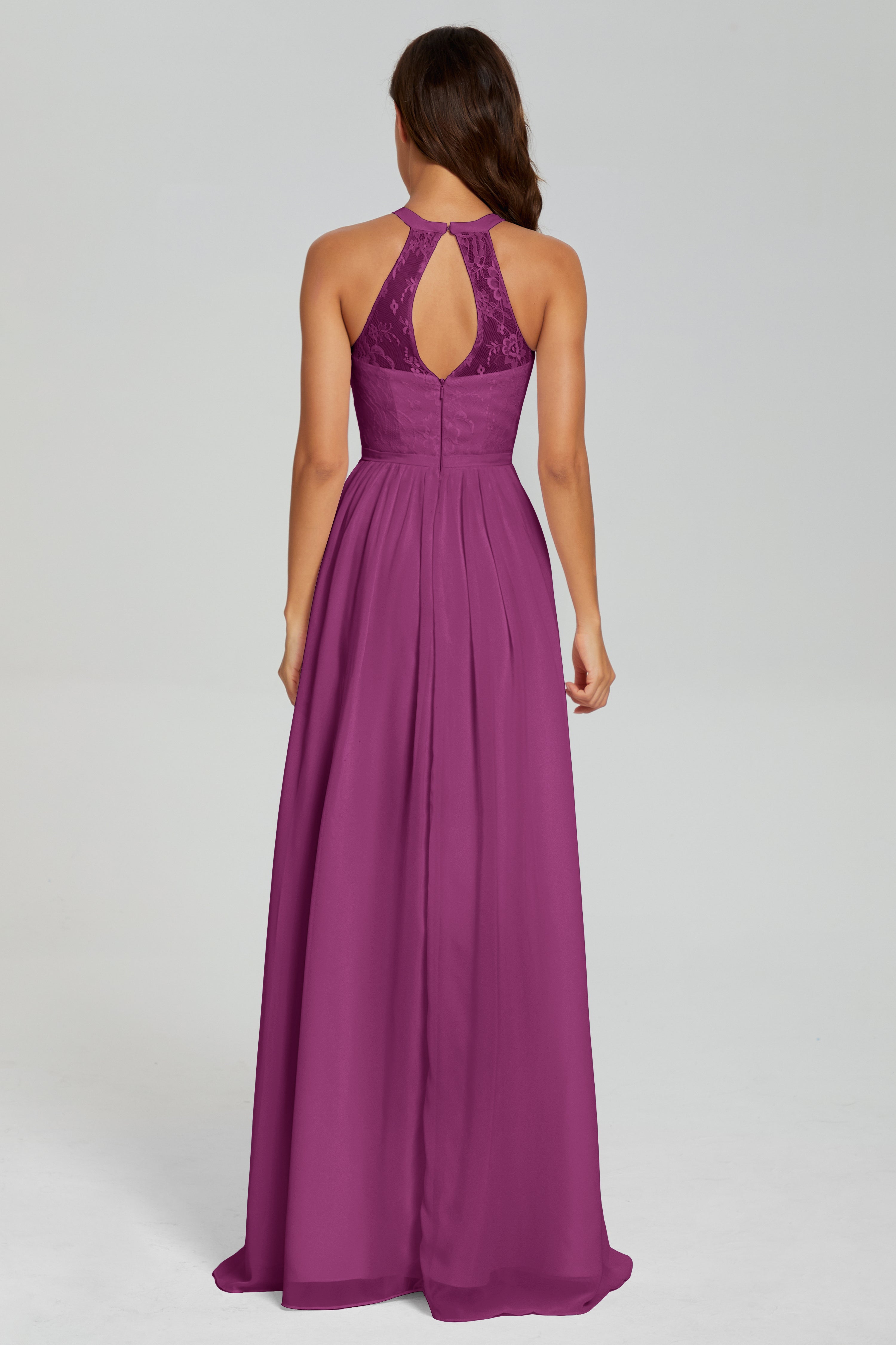 Halter Split Open Back Prom Dresses
