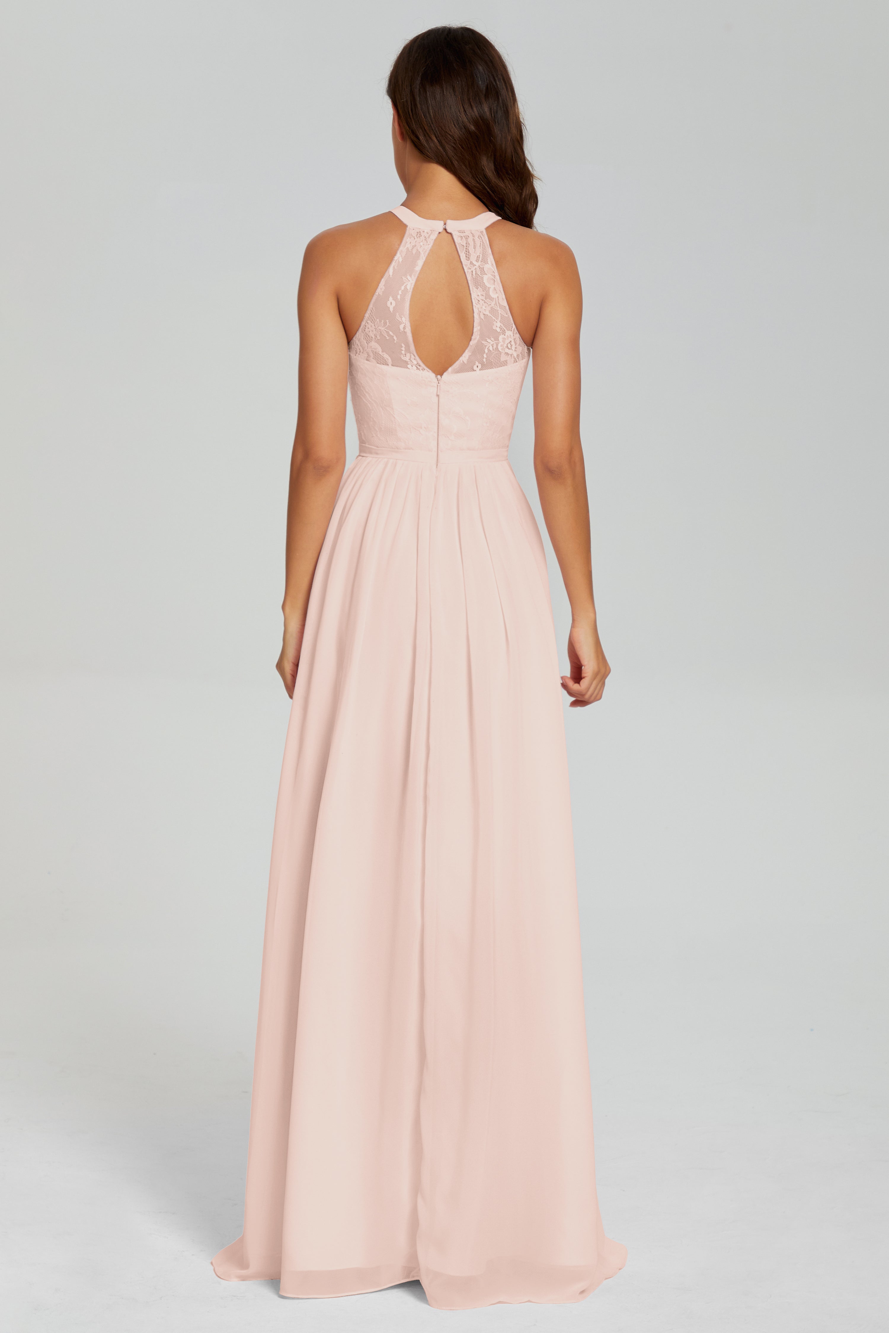 Halter Split Open Back Prom Dresses