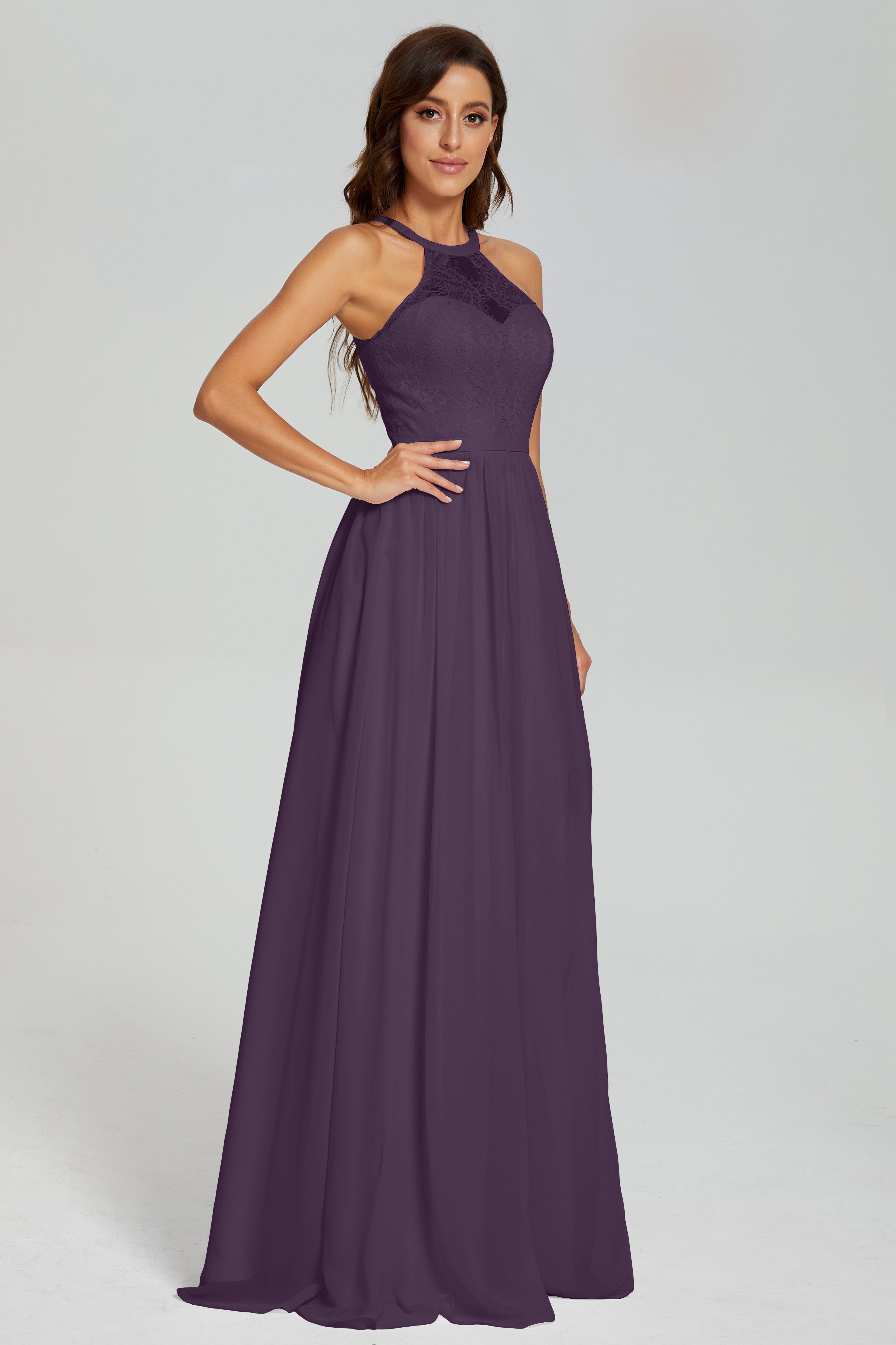 Halter Split Open Back Prom Dresses