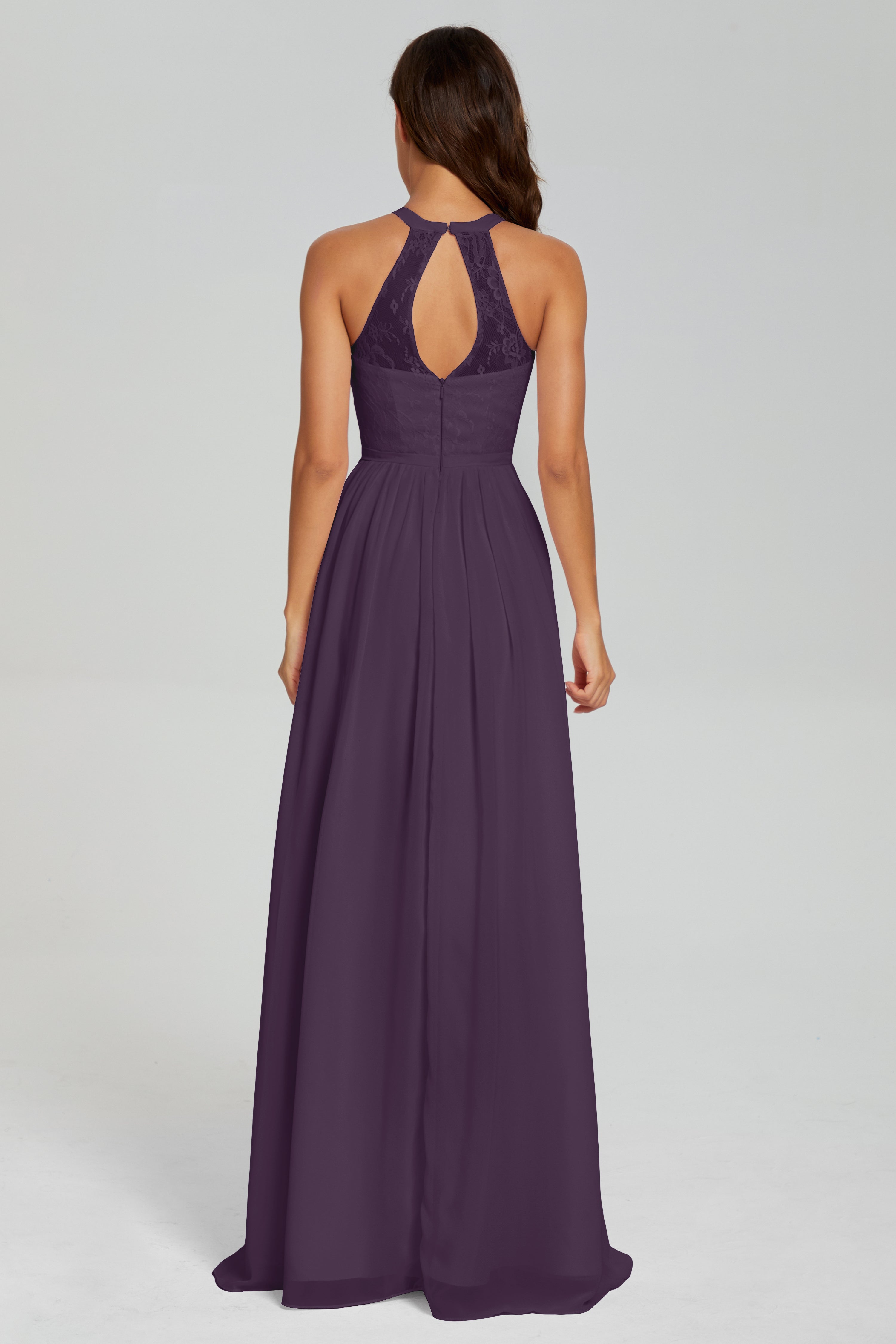 Halter Split Open Back Prom Dresses