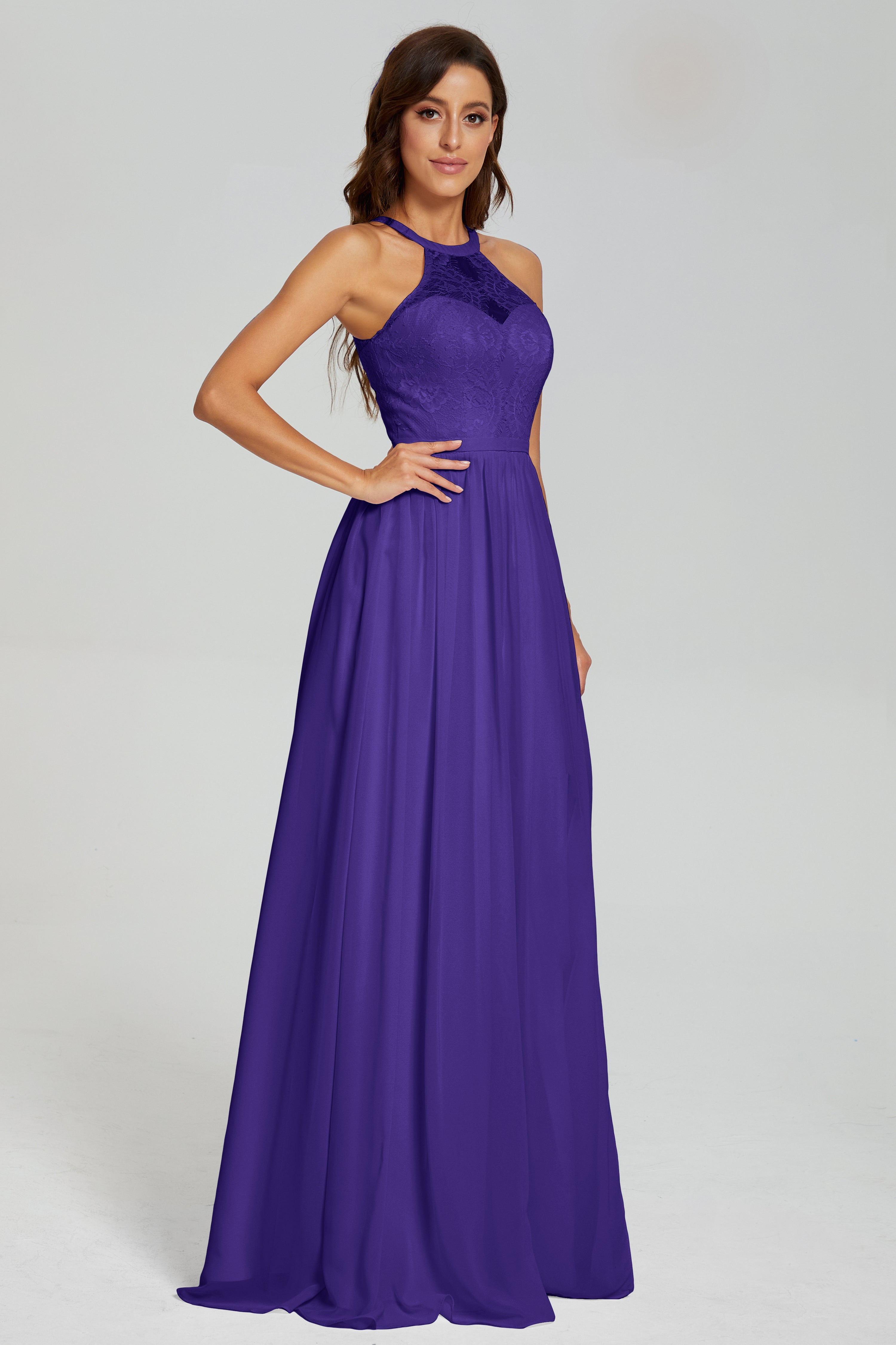 Halter Split Open Back Prom Dresses