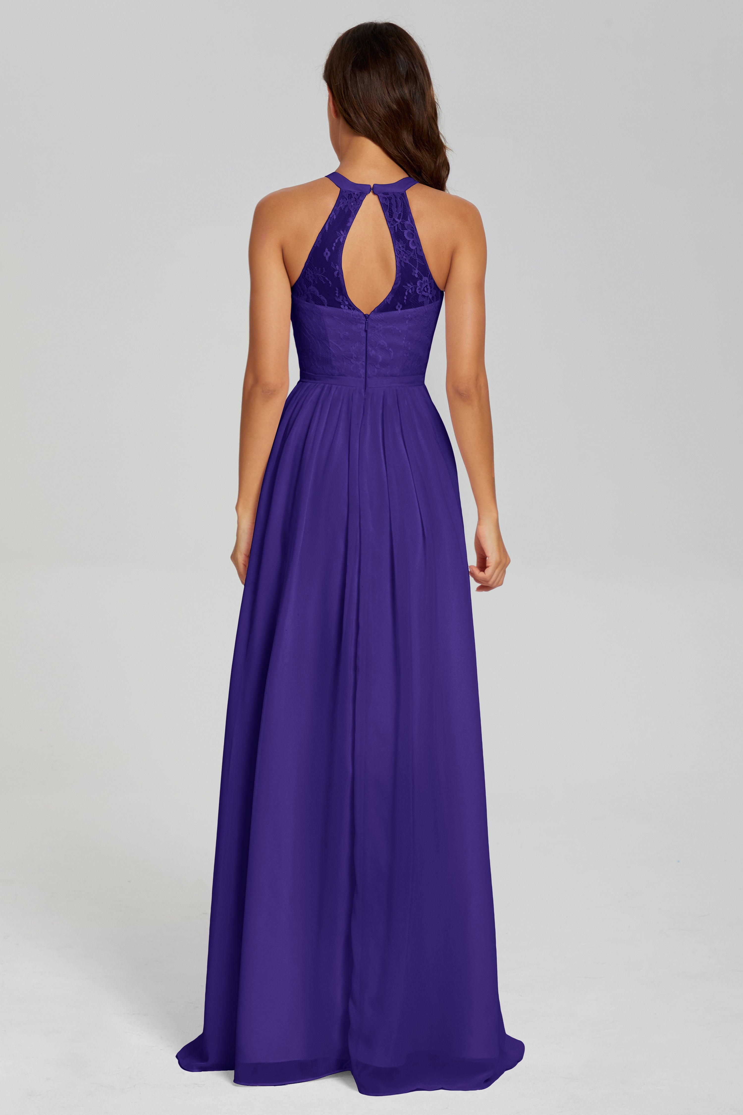 Halter Split Open Back Prom Dresses