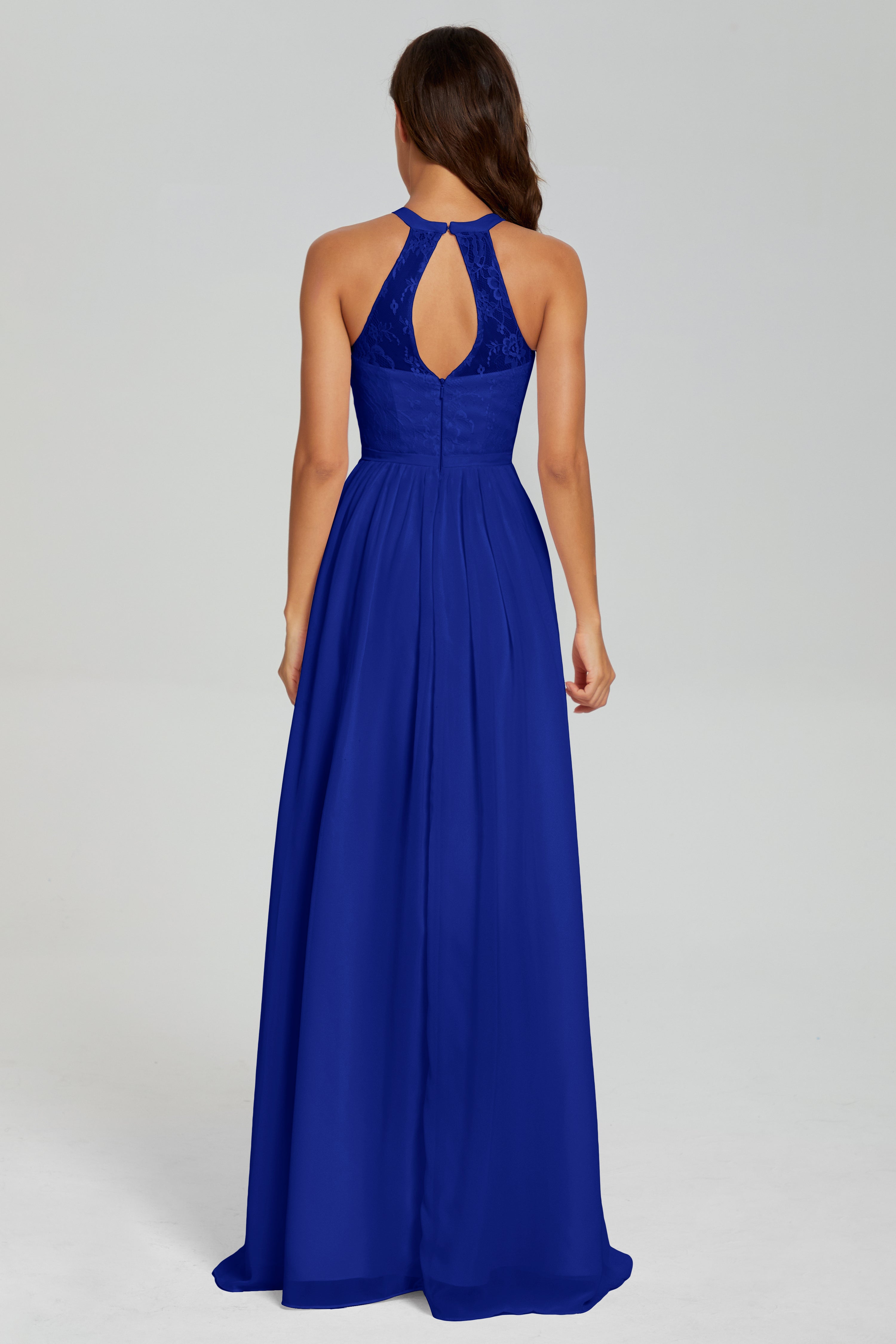 Halter Split Open Back Prom Dresses