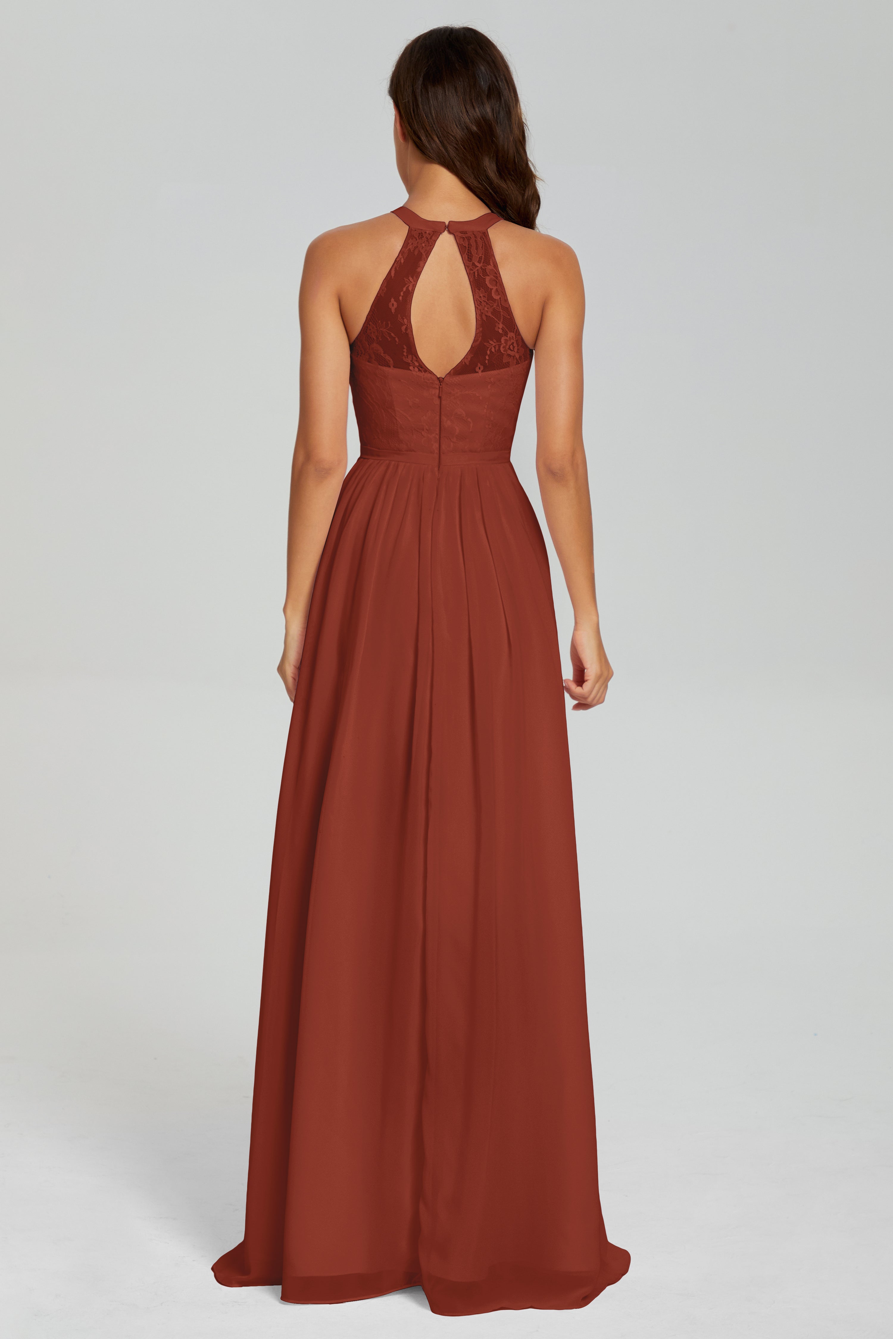 Halter Split Open Back Prom Dresses