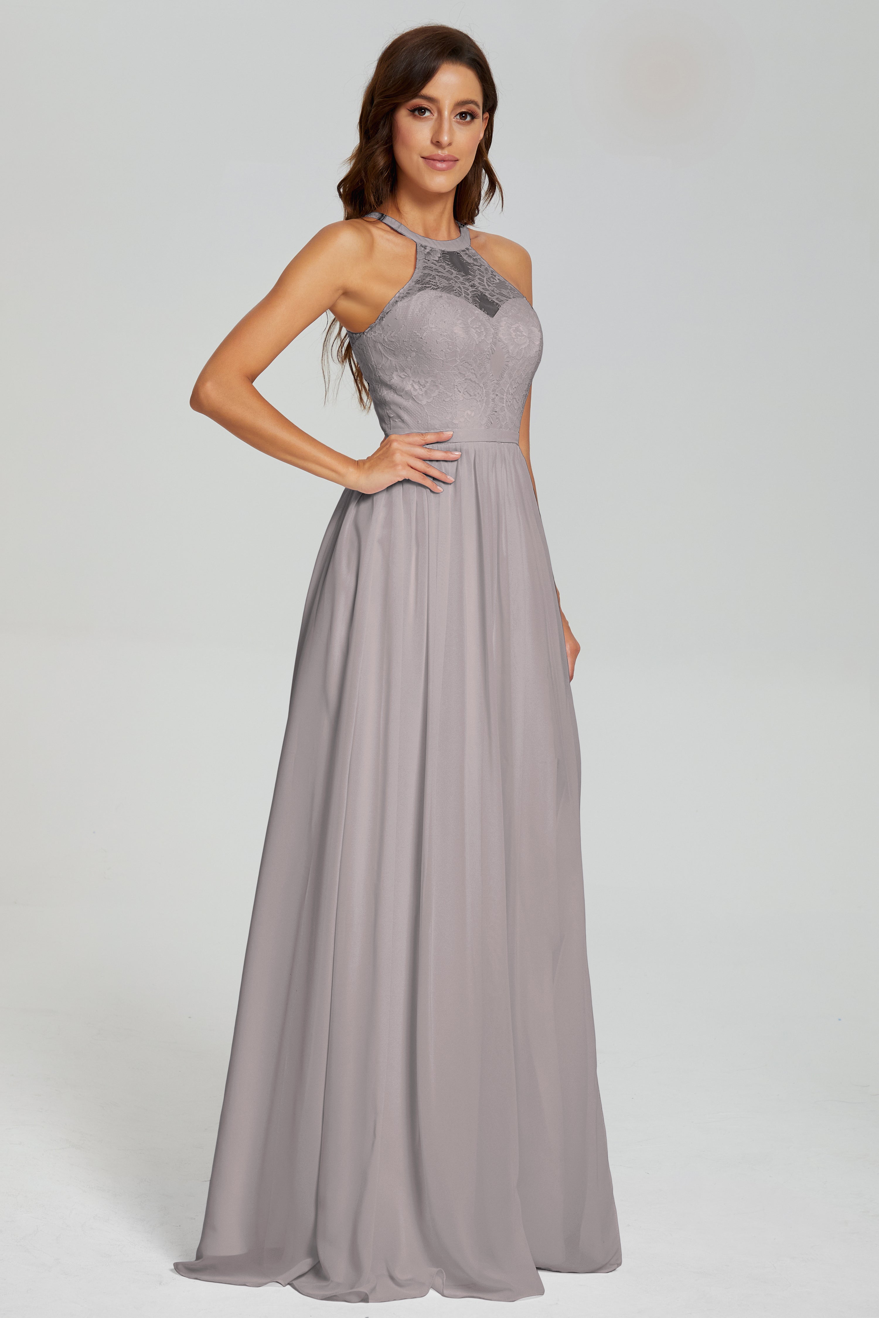 Halter Split Open Back Prom Dresses