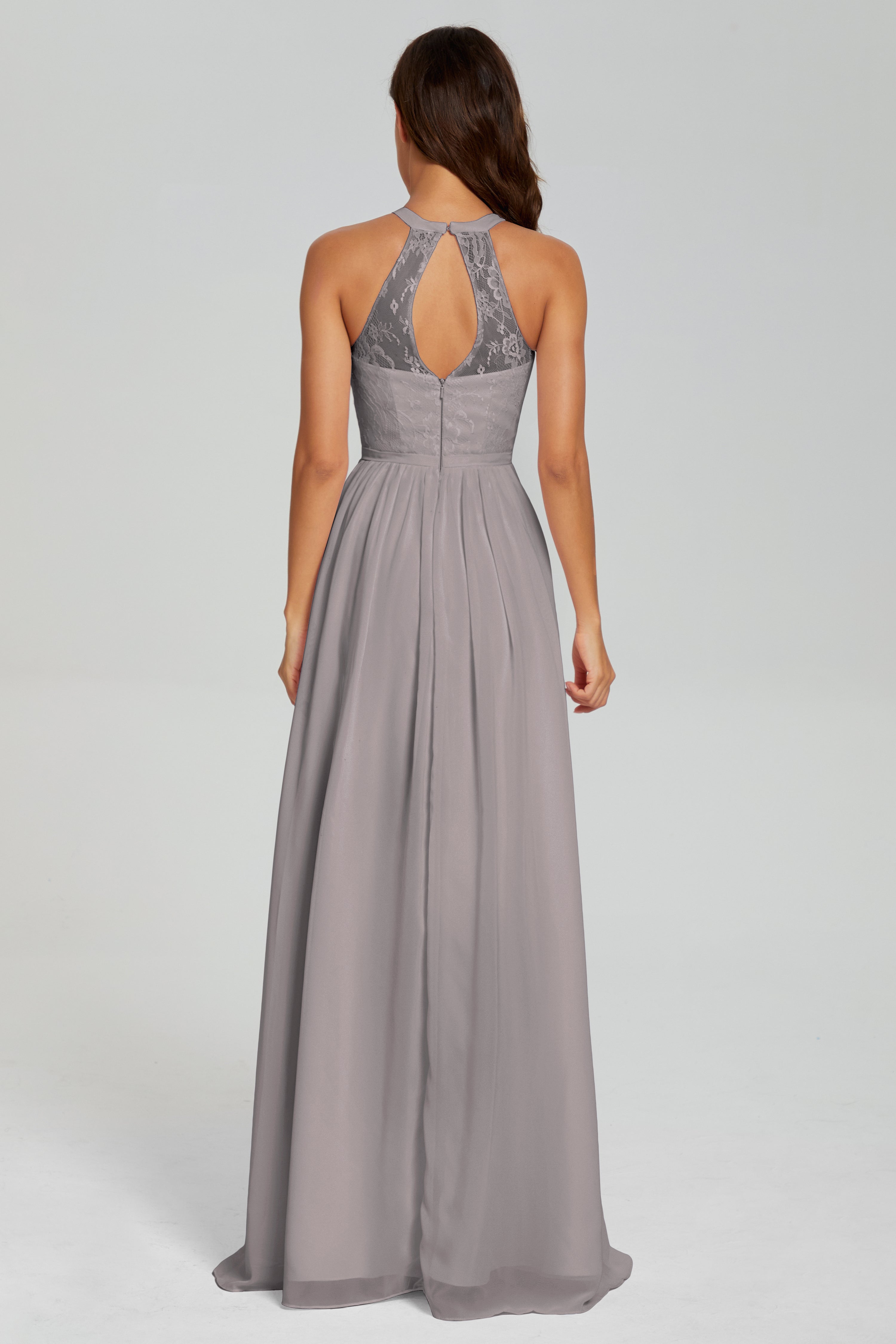 Halter Split Open Back Prom Dresses