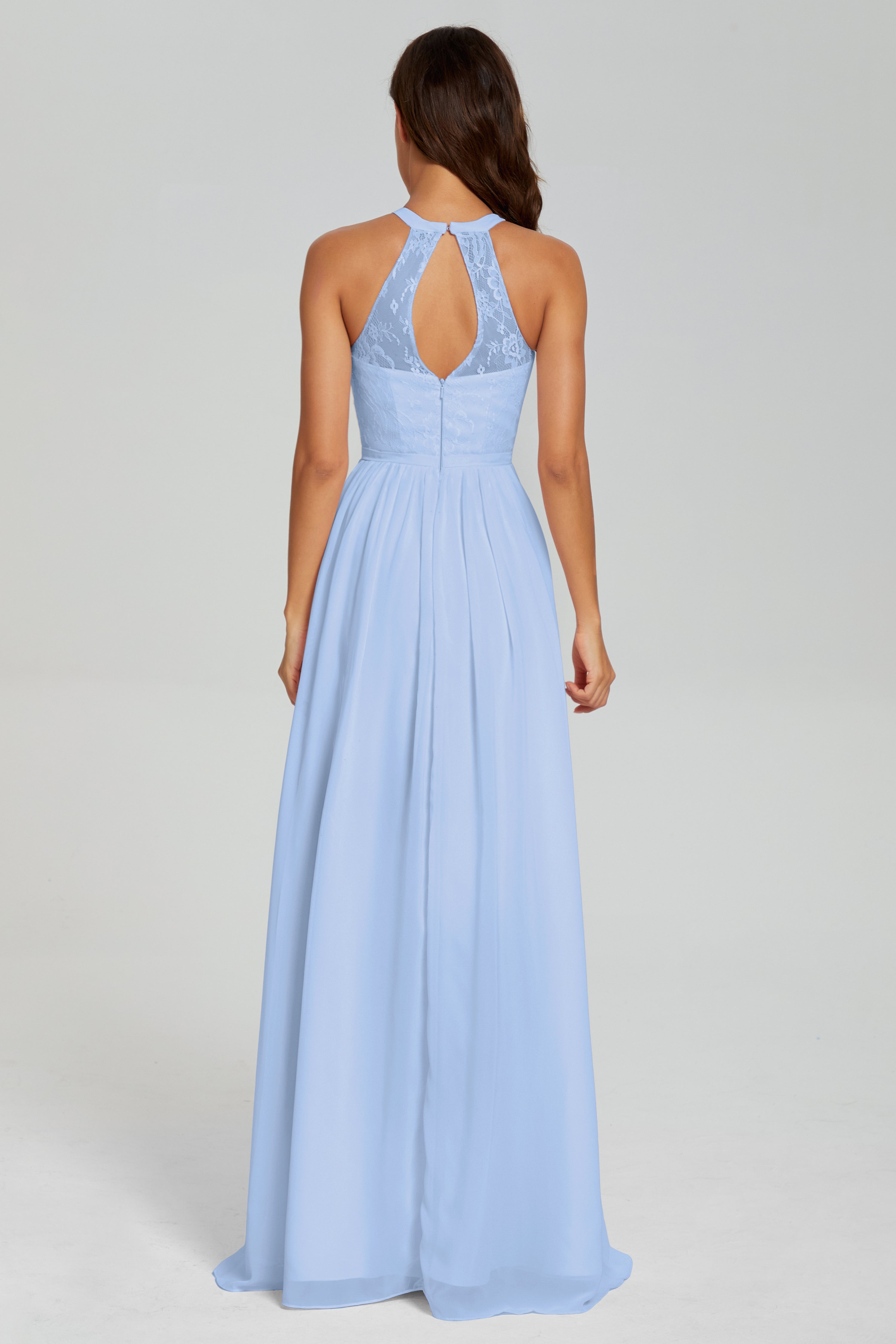 Halter Split Open Back Prom Dresses