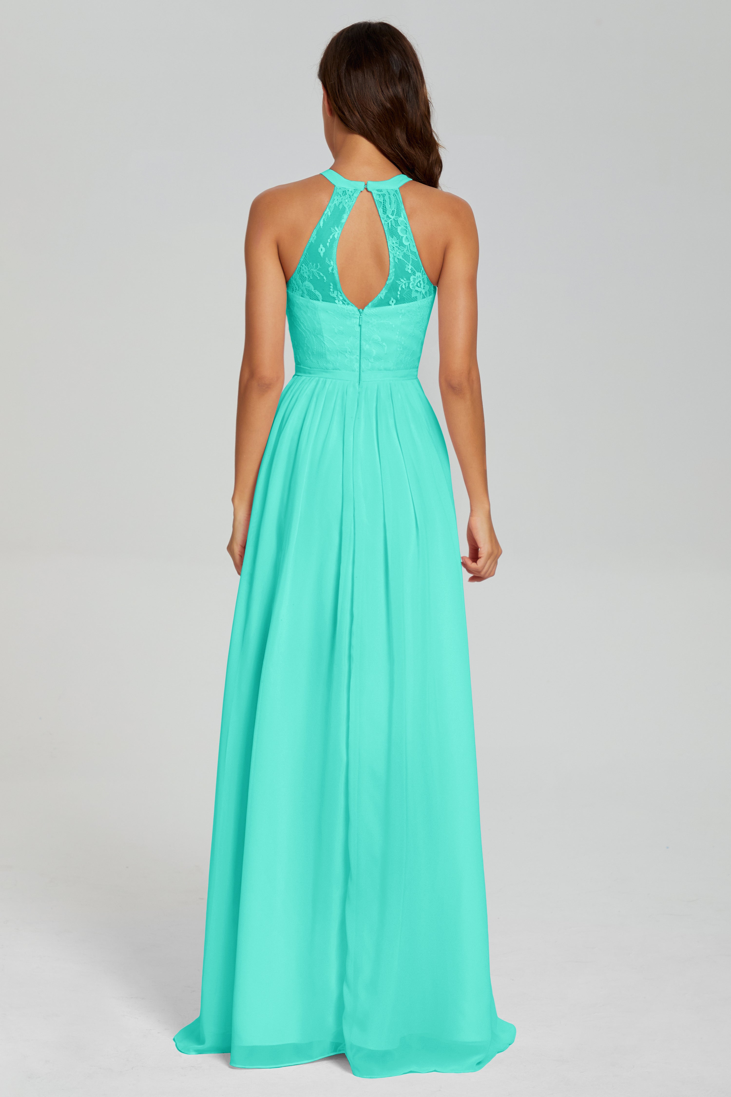 Halter Split Open Back Prom Dresses