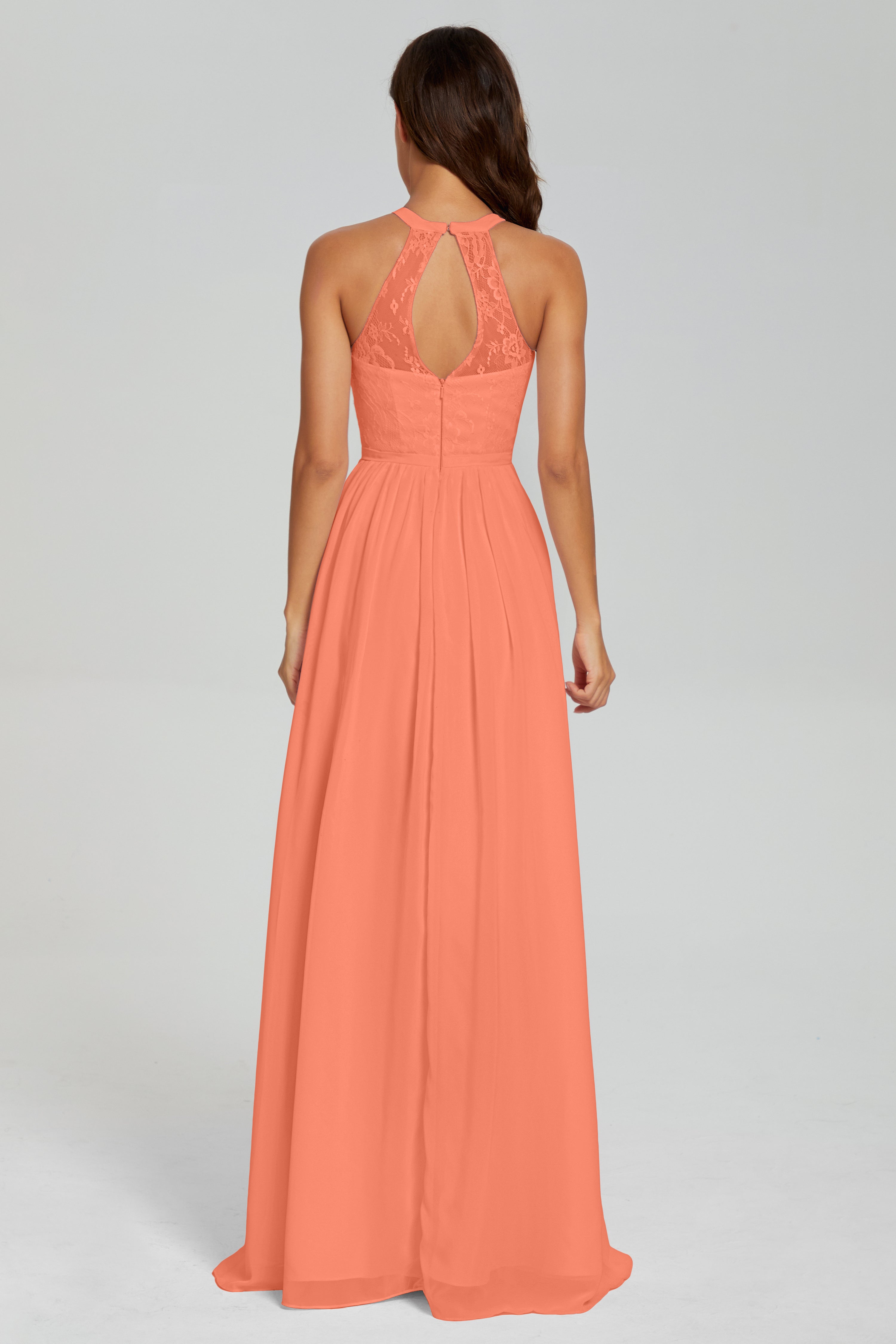 Halter Split Open Back Prom Dresses