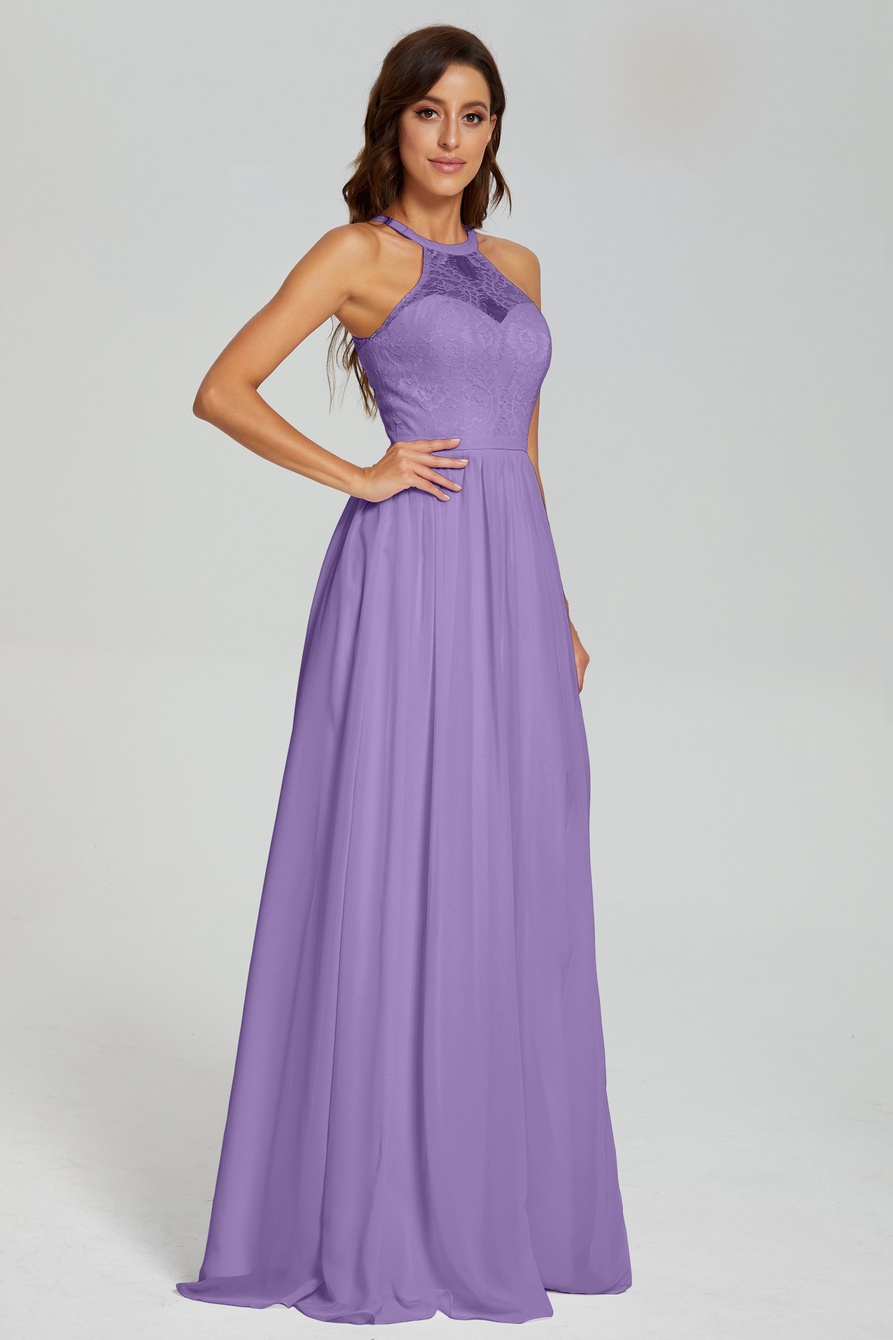 Halter Split Open Back Prom Dresses