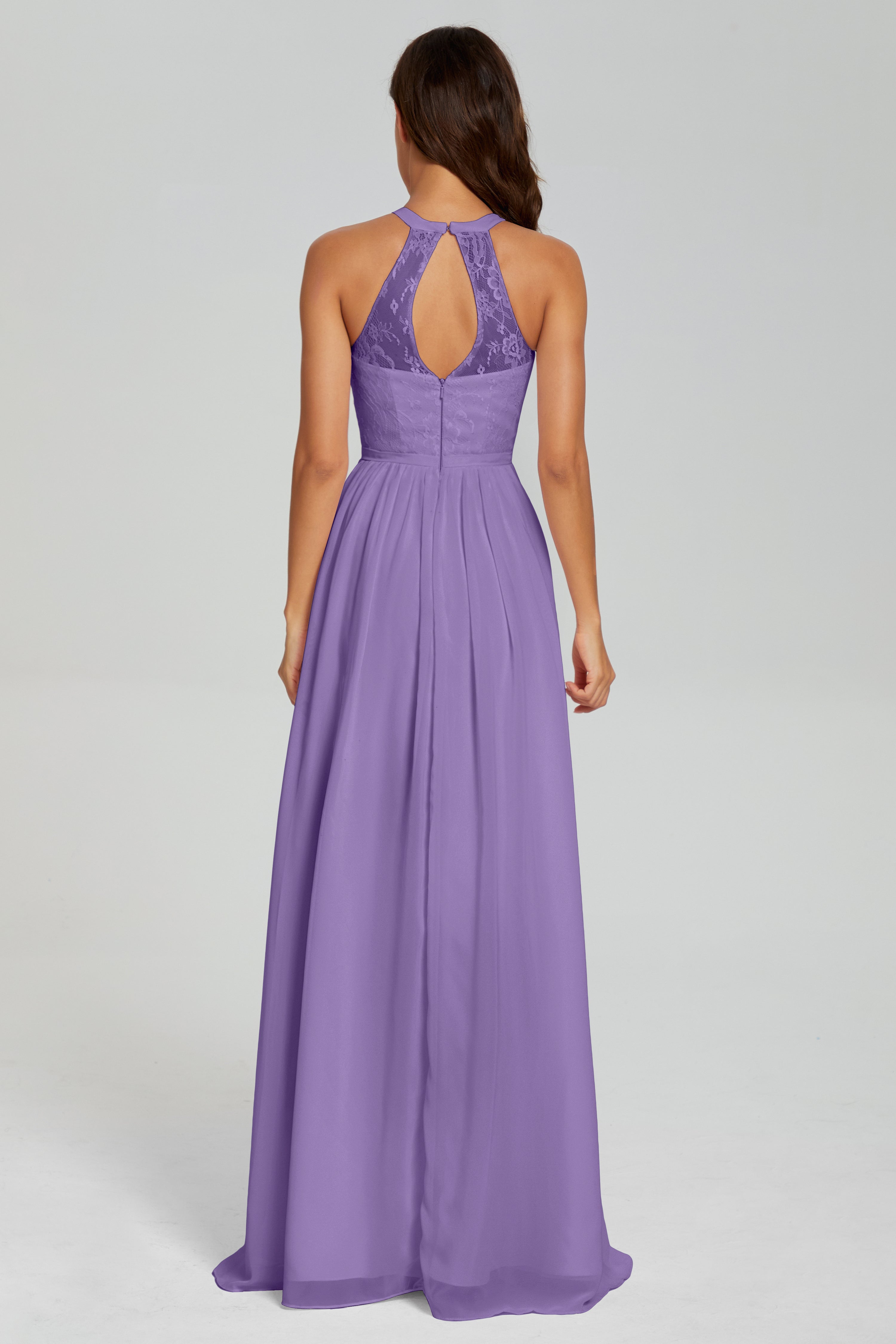 Halter Split Open Back Prom Dresses