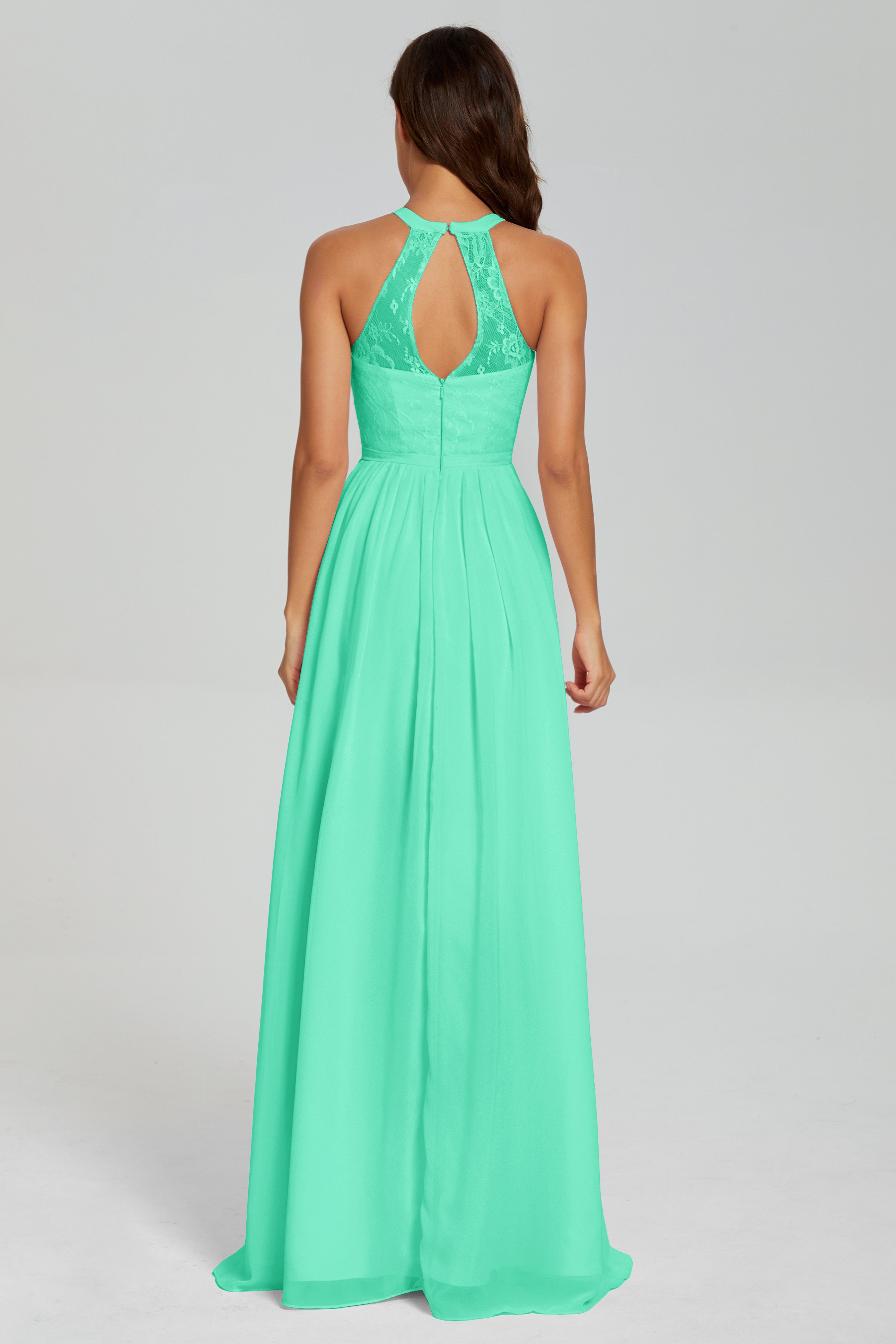 Halter Split Open Back Prom Dresses